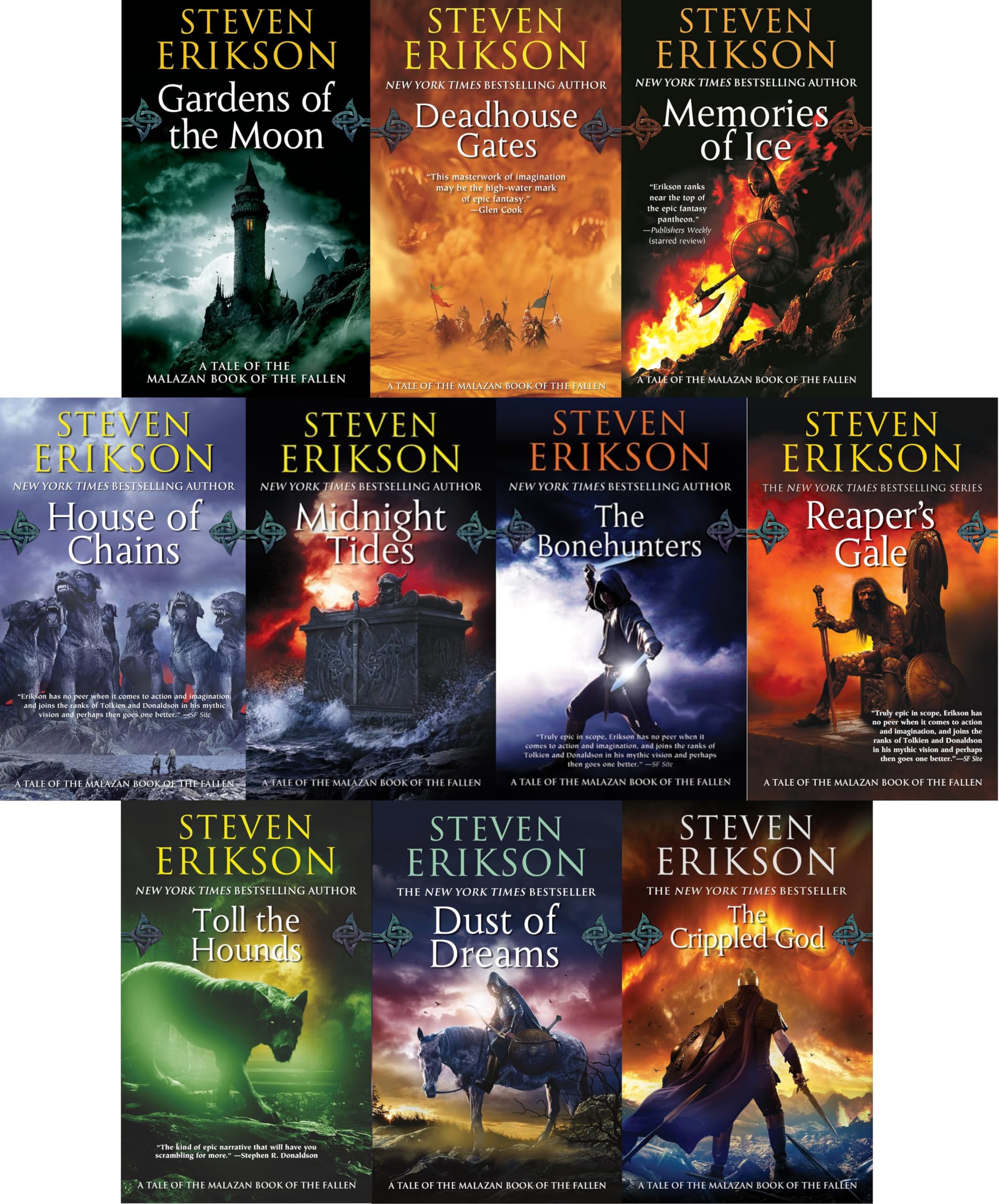 Steven Erikson The Malazan Book of the Fallen Complete 10-Book Set (Vol. 1-10) - Epic Fantasy Series for Adults, Perfect for Book Collectors & Fantasy Lovers