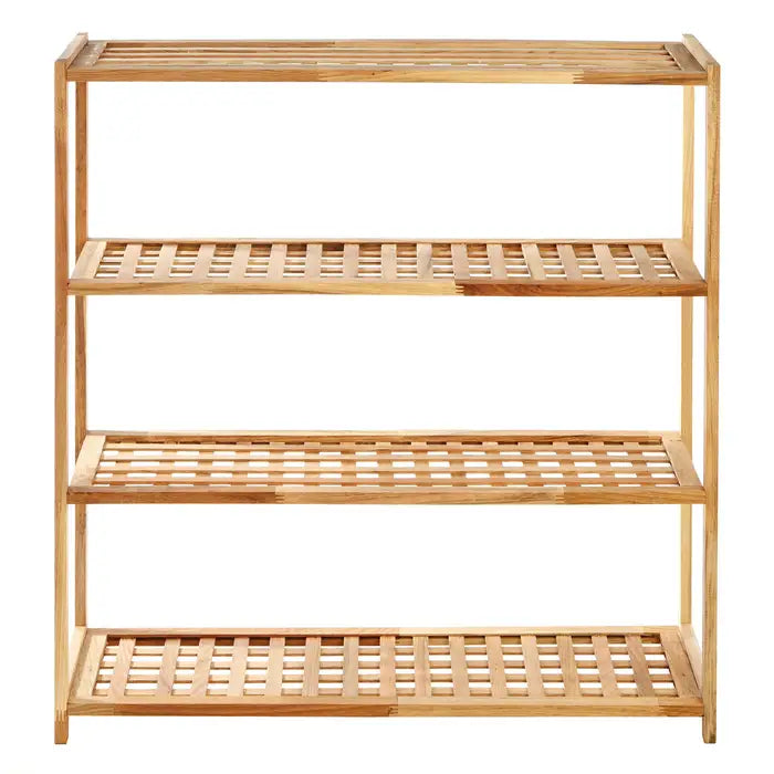4 Tier Walnut Wood Shoe Rack Organizer - Sturdy Wooden Shoe Storage Shelf for Entryway, Closet & Bedroom - Space Saving Shoe Rack for Men & Women