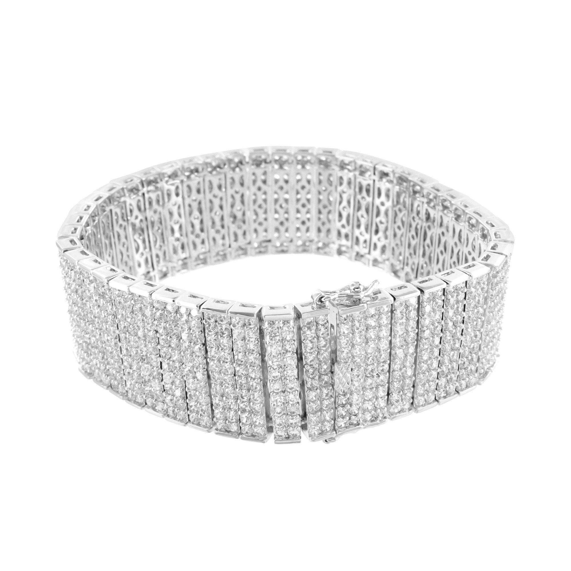 2 Row Bling Ice Bracelet in White Gold Finish - Elegant Cubic Zirconia Tennis Bracelet for Women, Perfect for Parties, Weddings & Special Occasions