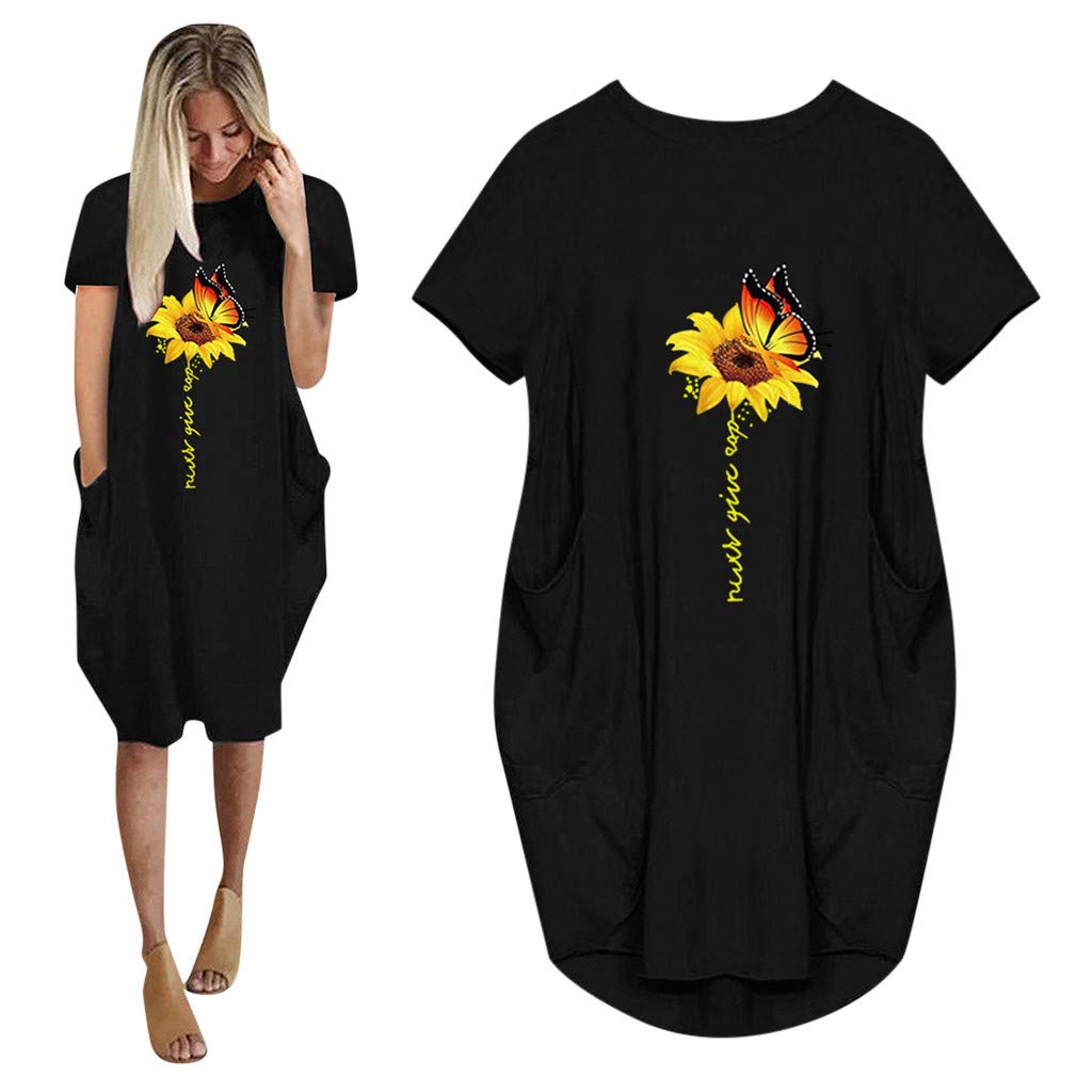 2024 Women's Floral Print Summer T-Shirt Dress - O-Neck Maxi Dress with Short Sleeves, Plus Size Casual Work Dress for Beach, Office & Vacation
