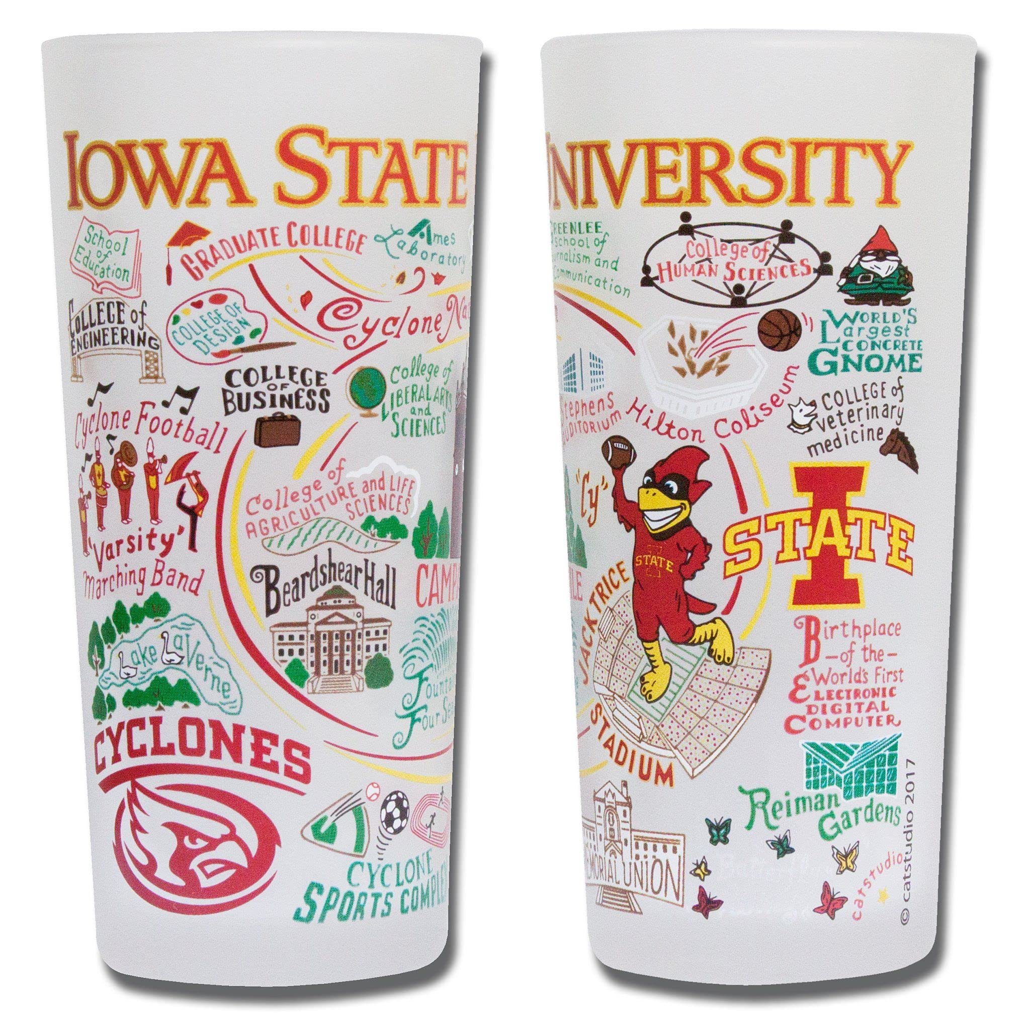 Iowa State University 15oz Glass Tumbler - Dishwasher Safe ISU Alumni Cup for Kitchen, Office & Game Day - Catstudio Drinking Glass for Cyclones Fans