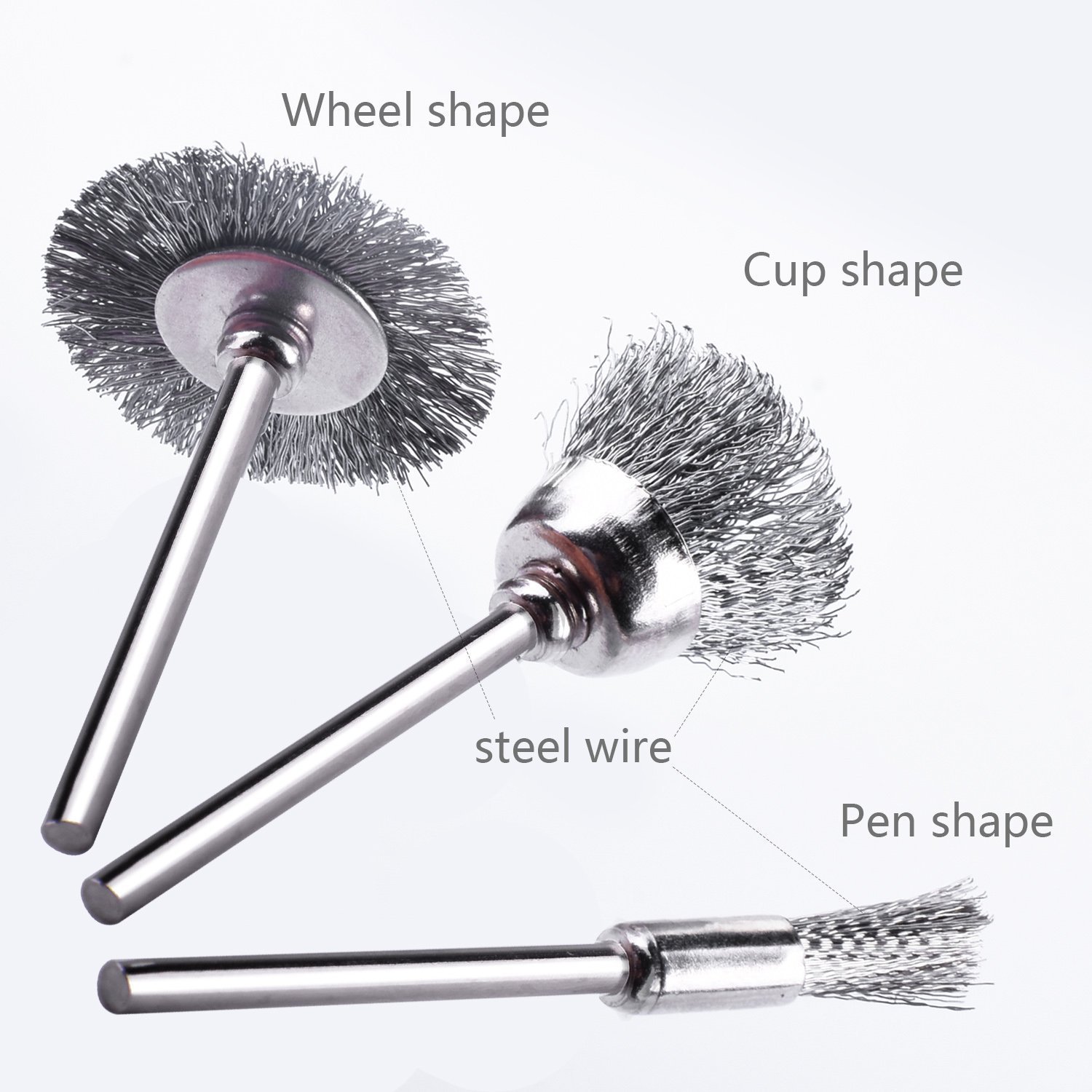 Rocaris 45-Piece Steel Wire Brush Set for Rotary Tools - Rust Removal, Metal Cleaning & Polishing - Perfect for DIY, Auto Repair & Woodworking Projects