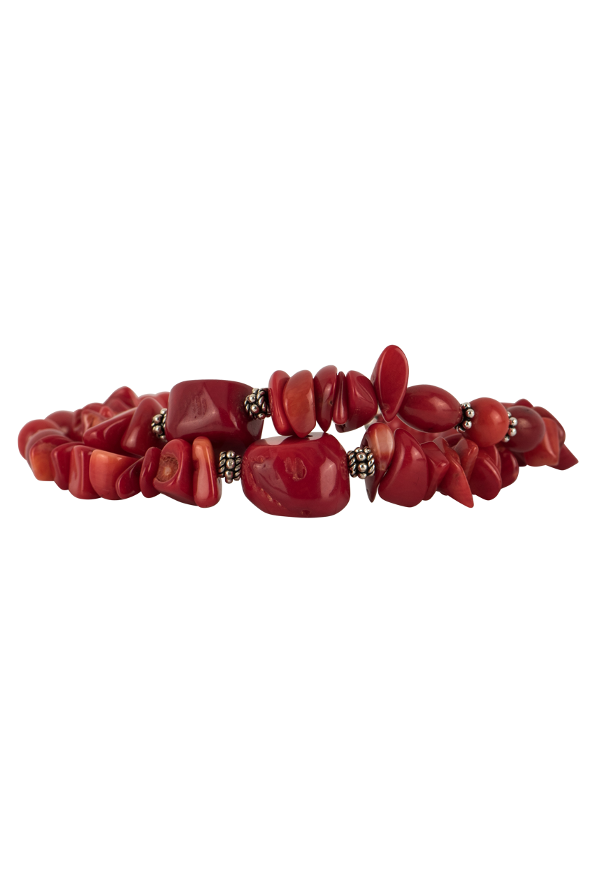 Paige Wallace Coral Beaded Bracelet for Women - Handmade Adjustable Stretch Jewelry - Perfect for Beach, Summer & Boho Fashion