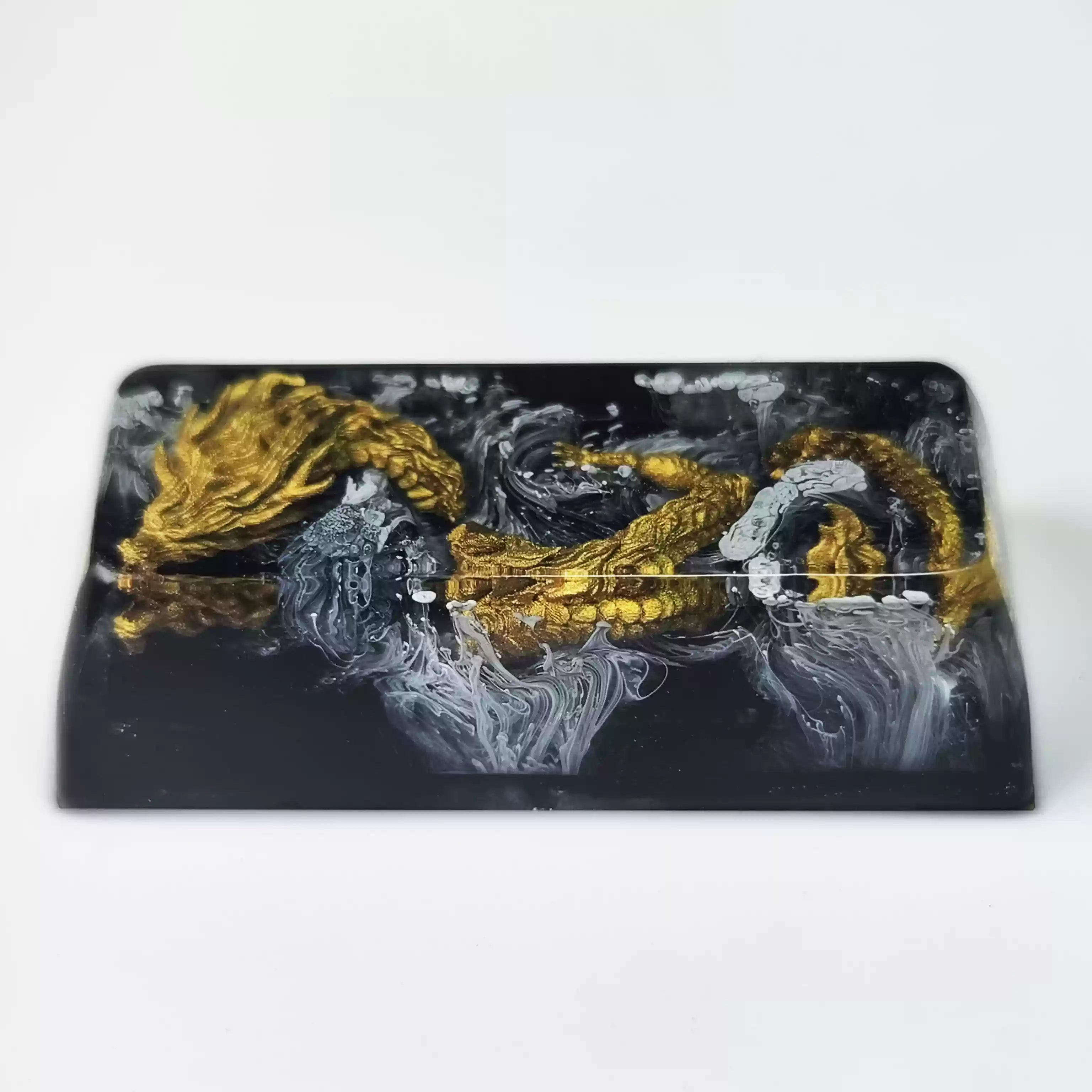 Premium Custom Resin Keycap - Black Gold Dragon Design for Mechanical Keyboards | Handcrafted Artisan Keycap for Gaming & Typing Enthusiasts | Perfect for PC, Mac & Custom Keyboard Builds