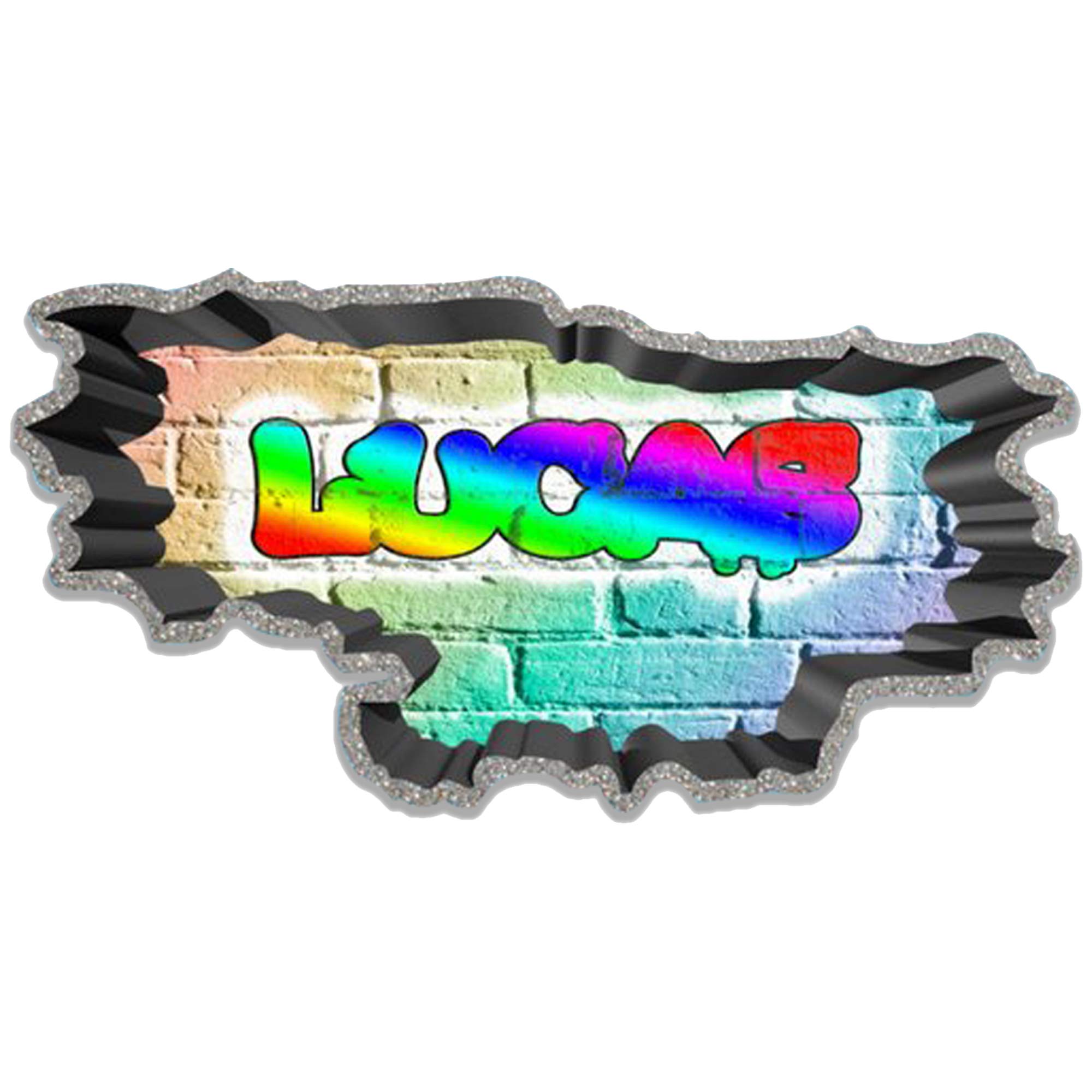 Custom Name Deep Concrete Border Graffiti Wall Decal - Personalized Vinyl Sticker for Urban Home Decor, Street Art, and DIY Projects (MYSPGN28-XLarge)