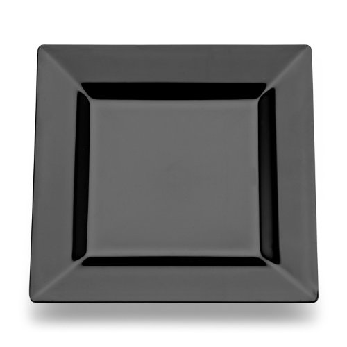 Elegant Black 6.5 Inch Square Plastic Dessert Plates - 120 Count for Weddings, Parties & Events - Yoshi Premium Disposable Salad Plates