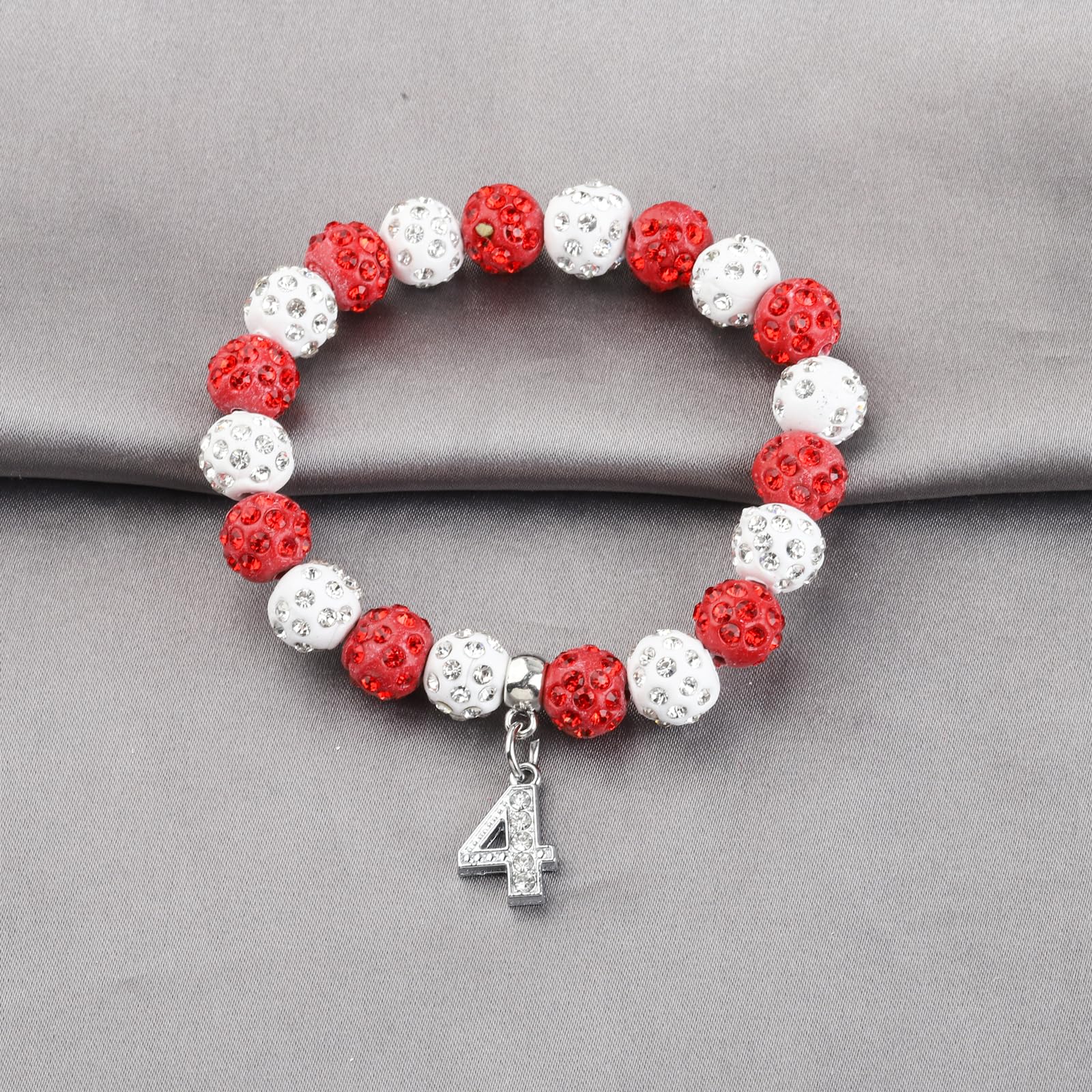 Red Sorority Beaded Bracelet with Rhinestone Numbers - Graduation Gift for Women - Perfect for Sorority Sisters, College Graduation Parties & Greek Life Events