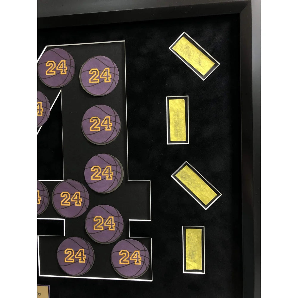 Kobe Bryant Final Lakers Game Used 24 Confetti Collage #D/24 Retirement Commemorative Basketball Memorabilia - Perfect for Sports Collectors, Lakers Fans, and NBA Memorabilia Displays