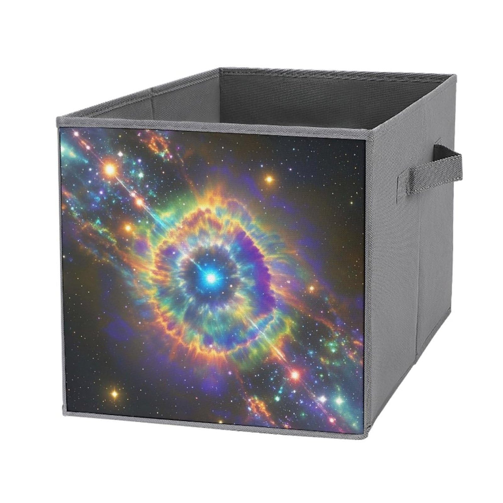 Foldable Storage Bins with Handles - Large Capacity Galaxy Printed Organizer for Home Office Playroom