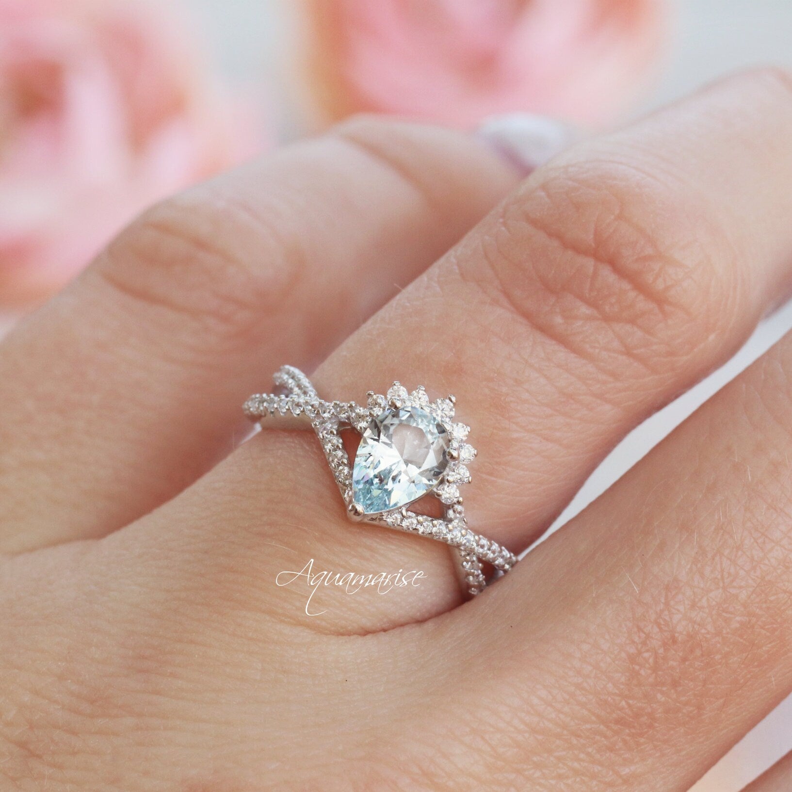Alice Aquamarine Ring Sterling Silver – Elegant March Birthstone Jewelry for Women, Perfect for Gifts, Anniversaries & Special Occasions