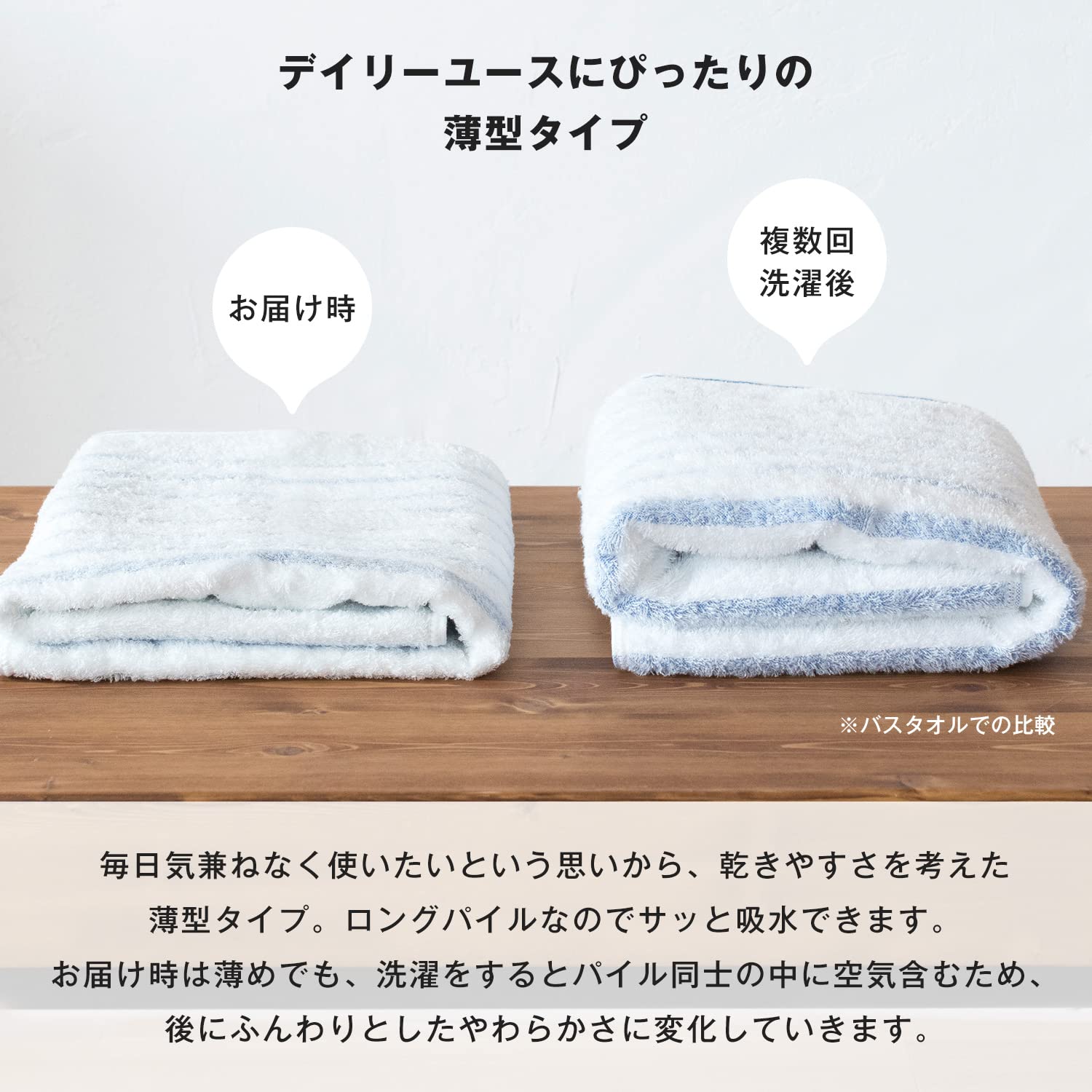 Premium CYBERL Imabari Bath Towel Set - 2 Pack Soft Striped Towels in Blue & Gray for Spa, Bathroom & Beach Use