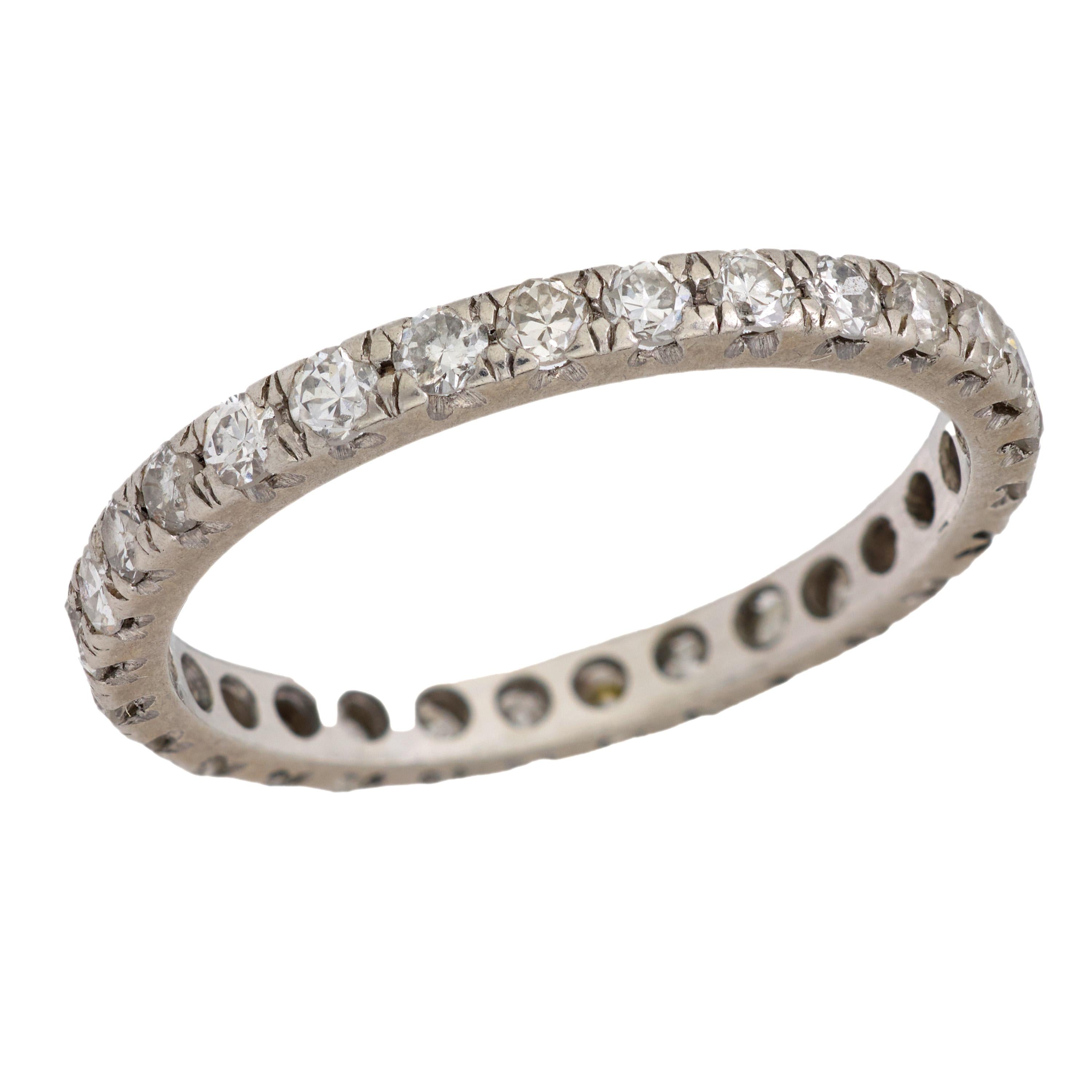 Vintage Mid Century Diamond Platinum Eternity Band Ring for Women - Perfect for Weddings, Anniversaries & Special Occasions