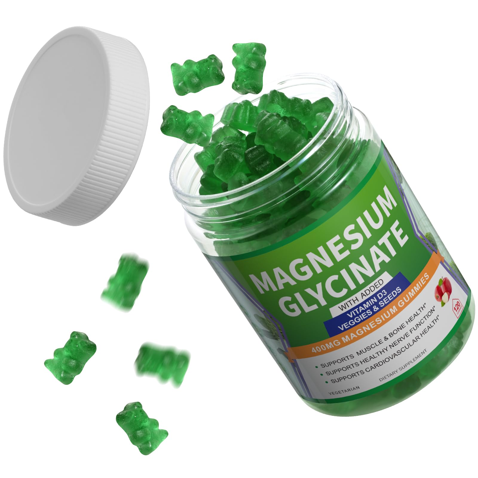 400mg Magnesium Glycinate Gummies with Malate & Taurate | Enhanced with Vitamin D3, B6, Ashwagandha & Superfoods | Stress Relief & Sleep Support | Perfect for Nighttime Relaxation & Muscle Recovery