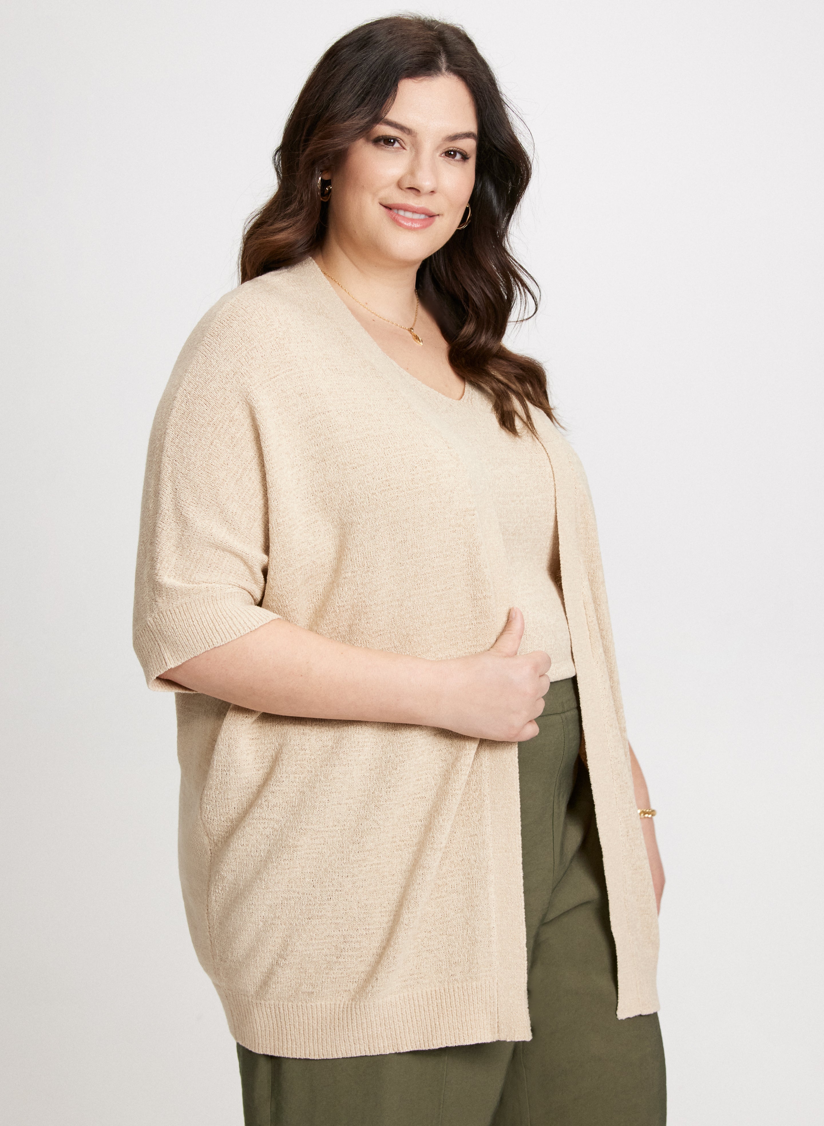 3/4 Sleeve Knit Cardigan for Women - Soft Lightweight Open Front Sweater - Perfect for Office, Date Night & Fall Layering