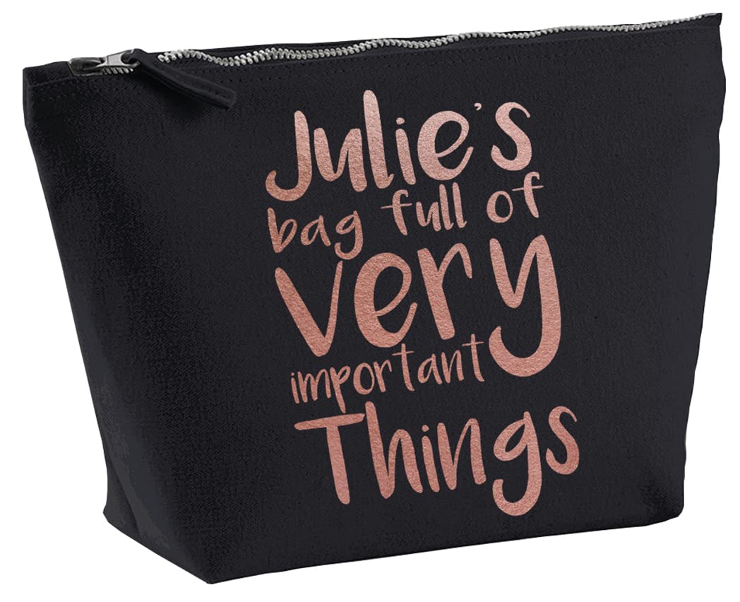 Personalized Makeup Bag with Custom Name - Metallic Rose Gold Cosmetic & Toiletry Pouch for Women - Perfect Gift for Travel, Bridesmaids, and Everyday Use