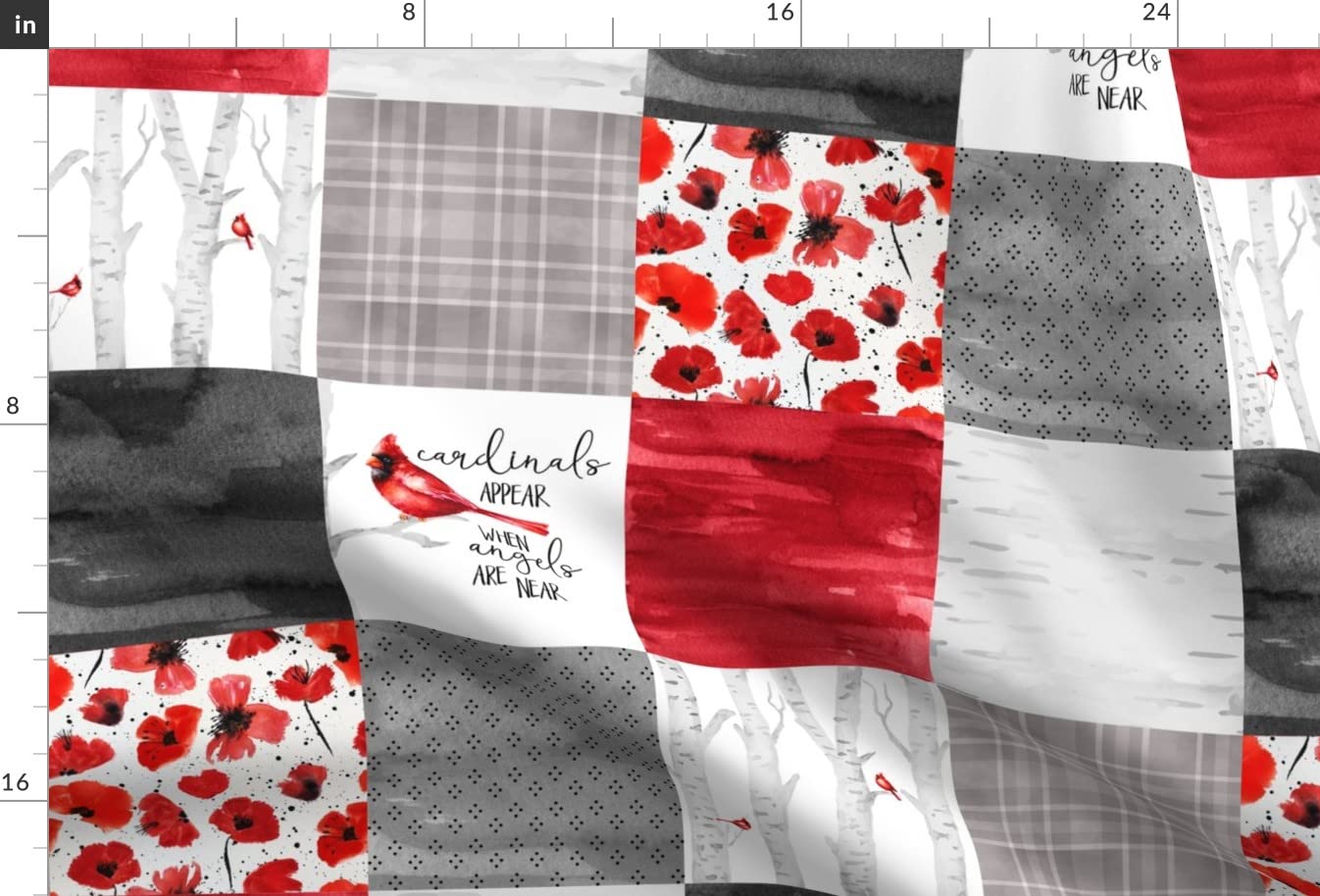 Red Cardinal Poppy Angels Fabric by The Yard - Soft Minky Printed Wholecloth for Quilt Topper, Baby Blankets & Backing | Perfect for Sewing Projects, Nursery Decor & Cozy Home Textiles