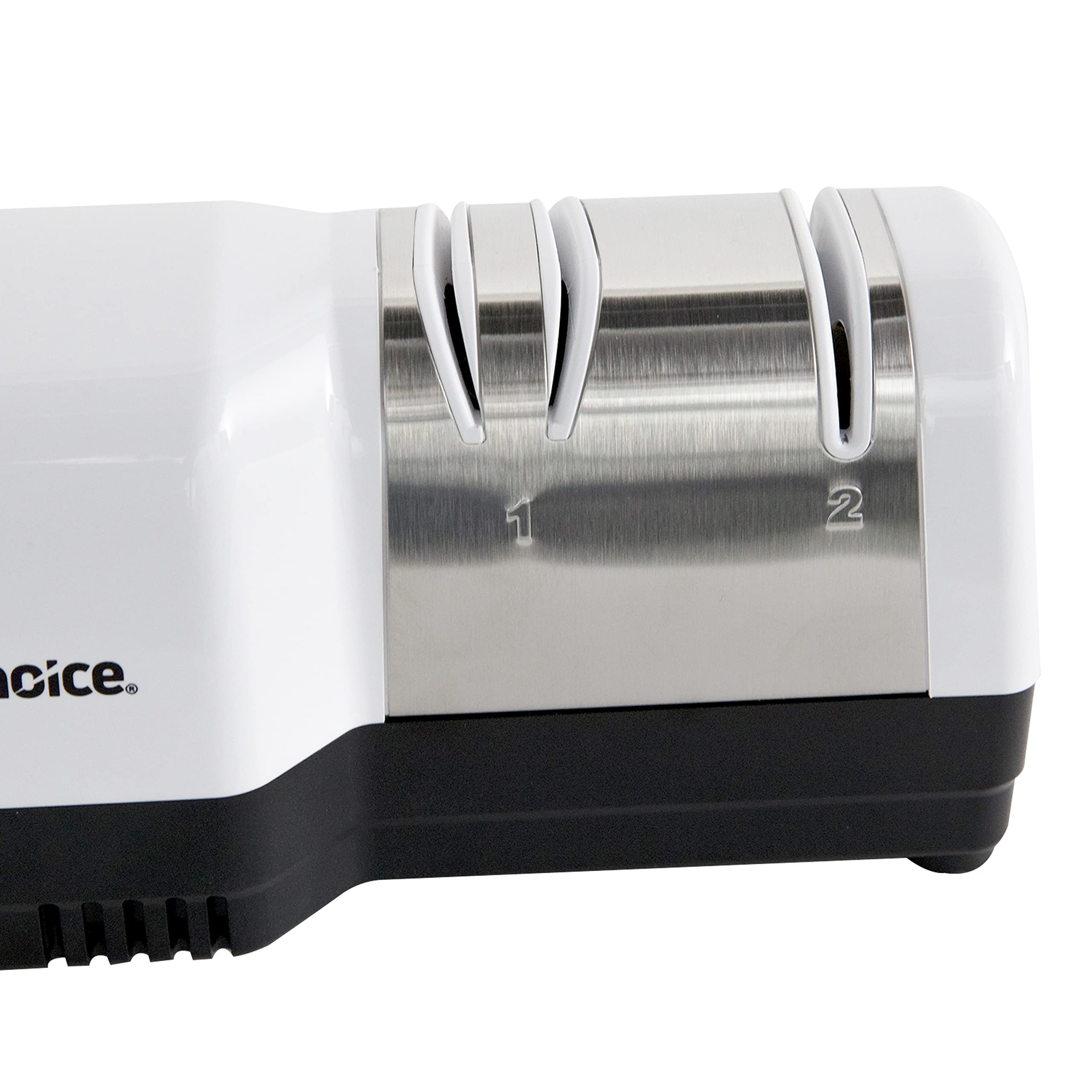 Chef’sChoice Hybrid Knife Sharpener – Electric & Manual 2-Stage Sharpening for 20° Straight-Edge & Serrated Knives | 100% Diamond Abrasives & Precision Angle Guides | White | Perfect for Home Kitchens & Professional Chefs