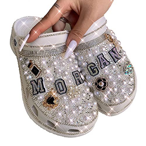 Personalized Bling Croc Shoe Charms - Metal Jewelry Charms & Chains for Women & Girls - Perfect for Parties, Birthdays & Gifts (US Size 8) | Great for Weddings, Prom & Fashion Accessories