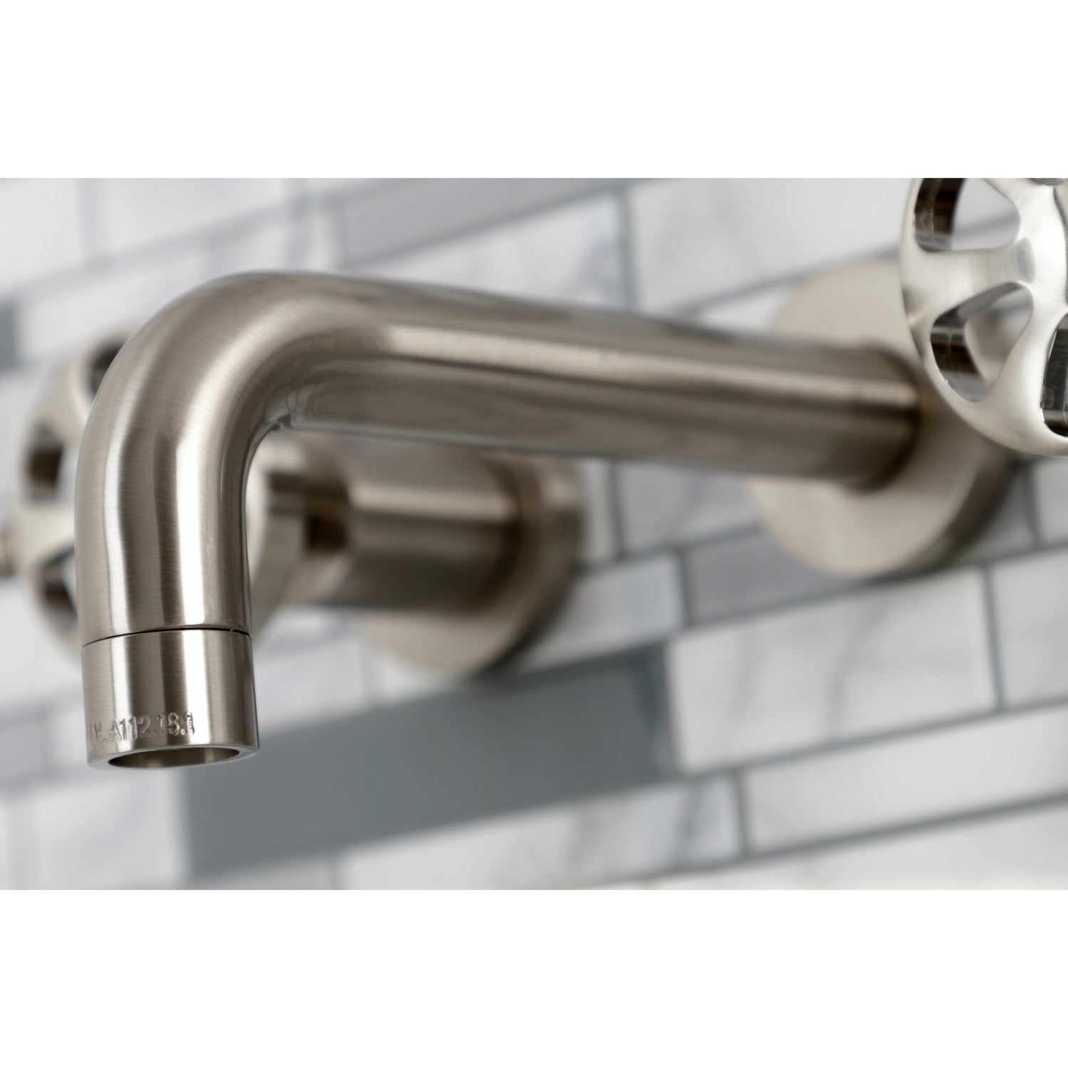 Belknap KS8128RX Brushed Nickel Double Handle 3-Hole Wall Mount Bathroom Faucet - Perfect for Modern Bathroom & Powder Room Installations