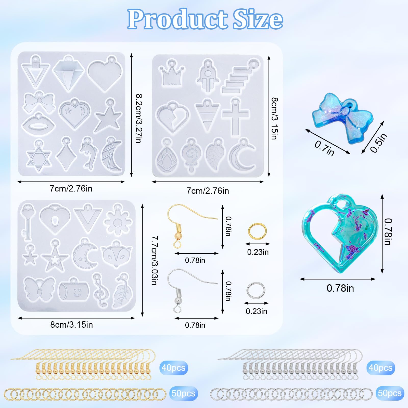 183pcs Resin Earring Molds Set - Silicone Jewelry Making Kit with Earring Hooks & Jump Rings for DIY Pendants, Necklaces, Keychains - Perfect for Handmade Gifts, Craft Projects & Jewelry Business