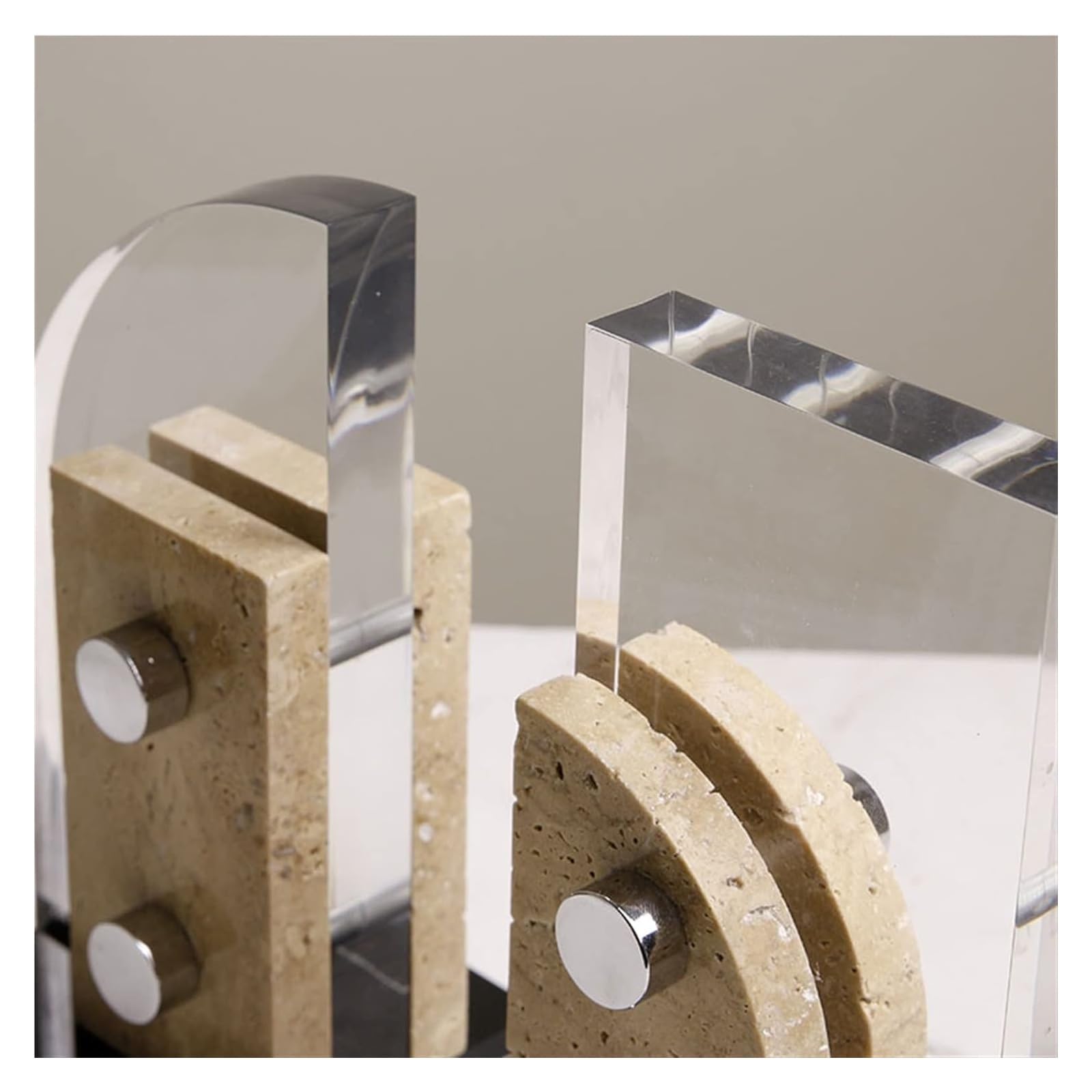 Crystal Bookends - 1 Pair L-Shape Non-Skid Heavy Duty Marble Bookends for Bookshelves, Office & School Library | Secure Hold for Heavy Books | Elegant Home & Office Decor Accessories | Perfect for Organizing Textbooks, Novels & Decorative Displays