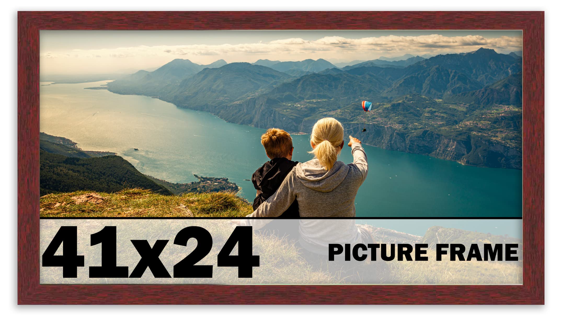 CountryArtHouse 41x24 Inch Solid Mahogany Wood Picture Frame with UV Acrylic Plexiglass - Acid Free Foam Backing & Hanging Hardware Included - Perfect for Home Decor, Gallery Walls and Photo Displays