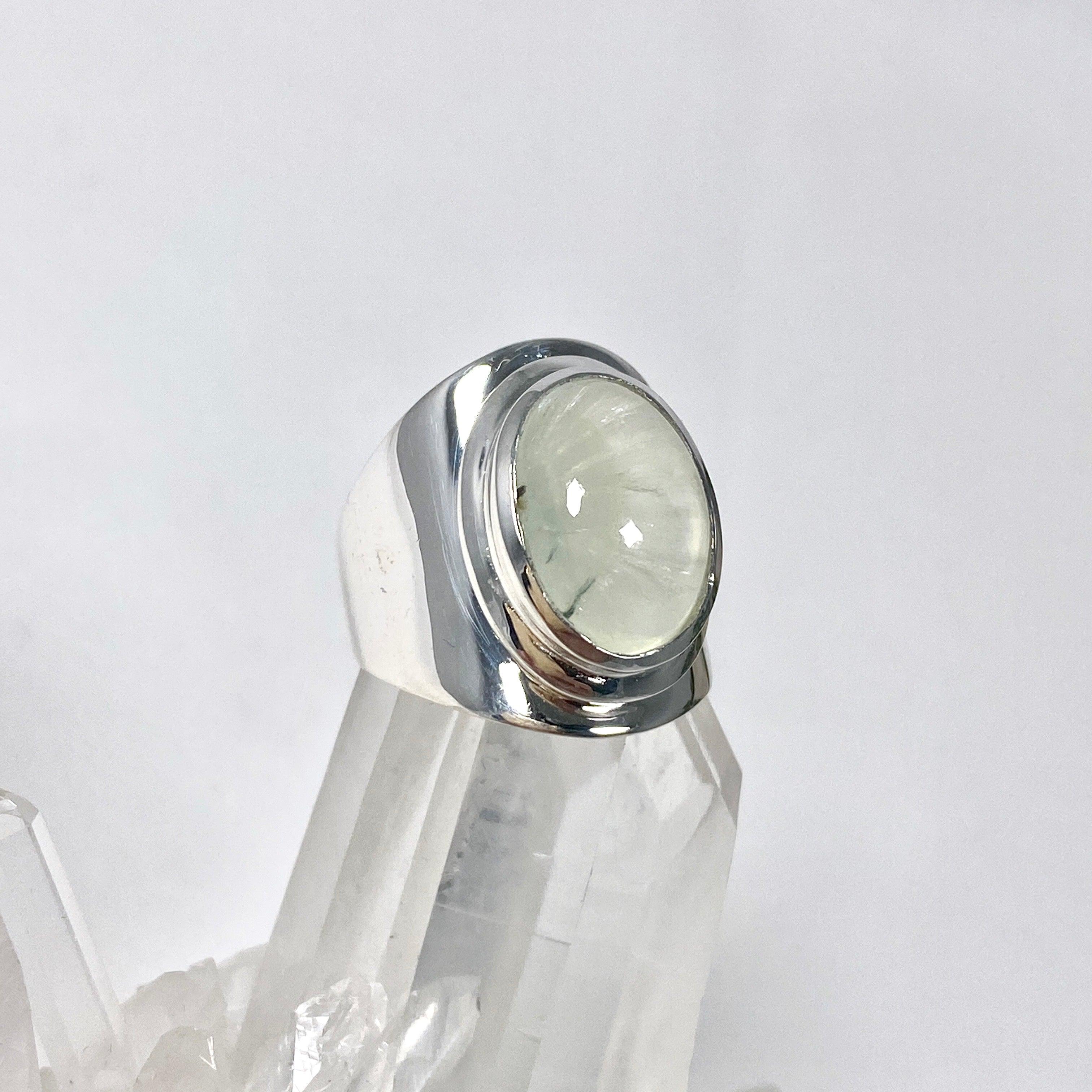 Prehnite Wide Band Ring R3762 PR - Elegant Gemstone Jewelry for Women, Perfect for Weddings, Parties & Everyday Wear