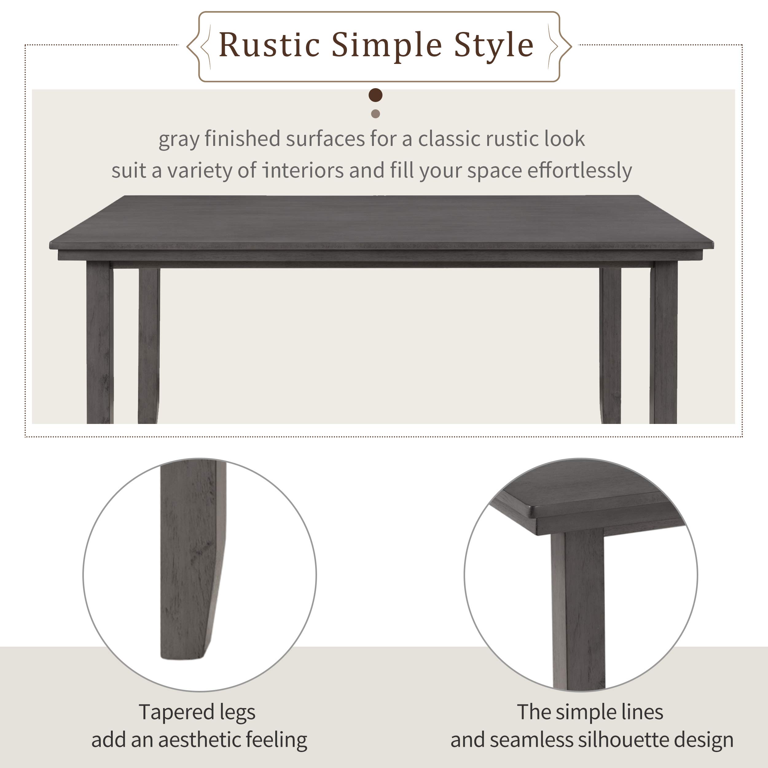 Rustic 6-Piece Wooden Dining Table Set with Upholstered Chairs & Bench - Perfect for Kitchen, Dining Room, and Farmhouse Style Decor | Danxee Home Furniture