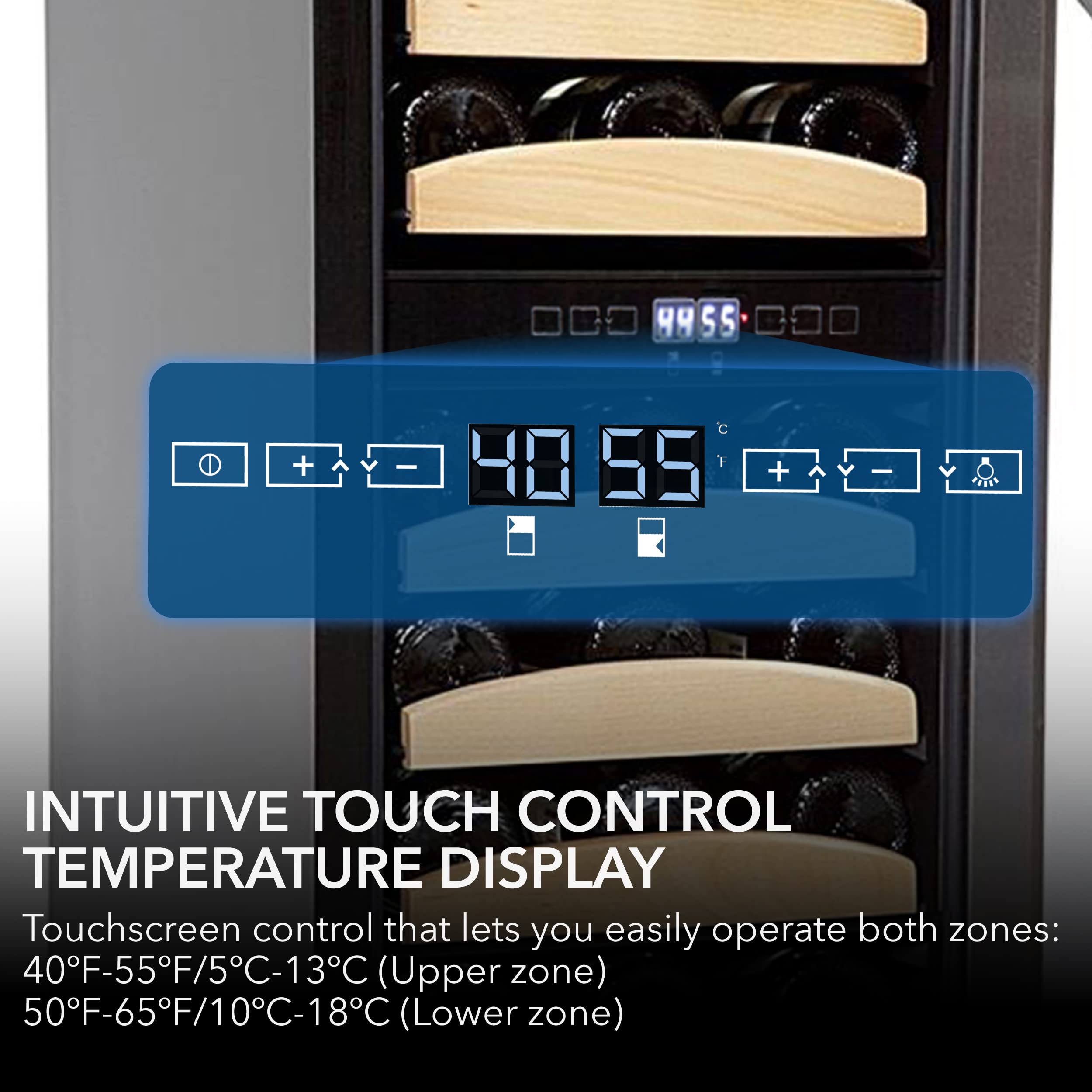 Whynter BWR-281DZa 28 Bottle Dual Temperature Zone Built-in Wine Cooler Refrigerator - Black Stainless Steel - Perfect for Home Bars, Wine Cellars, and Kitchen Storage (46 Bottle Capacity)
