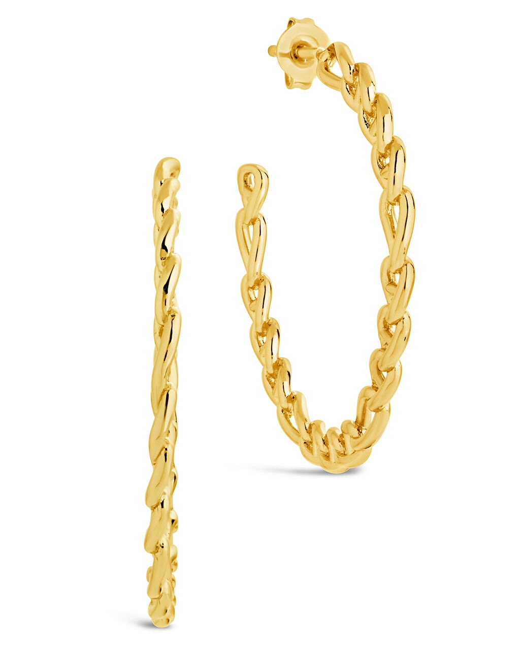 Rylan Flat Chain Hoop Earrings for Women - 14K Gold Plated Minimalist Dangle Earrings | Perfect for Everyday Wear, Office, Date Night & Special Occasions