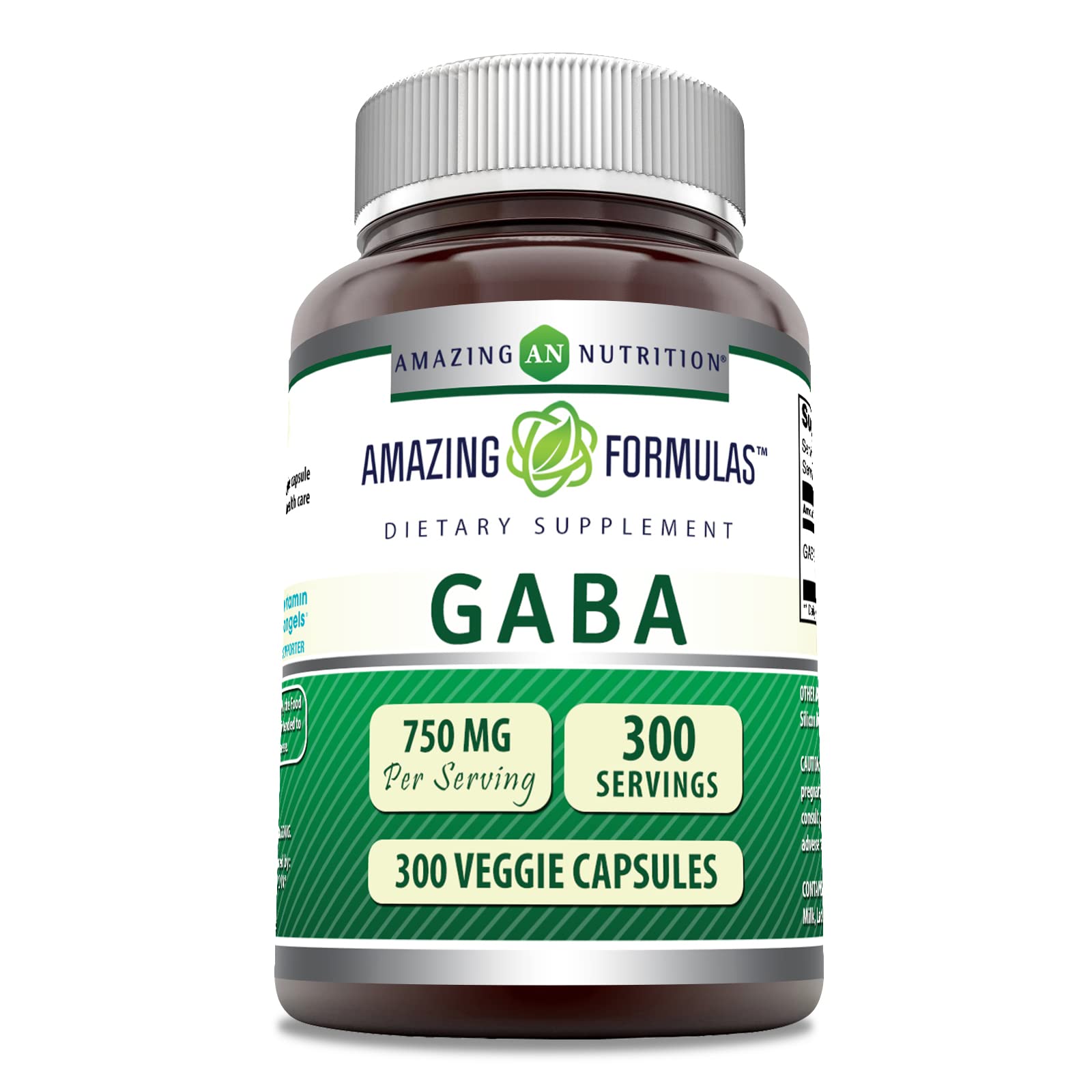 Amazing Formulas GABA 750mg Vegetarian Capsules - 300 Count | Non-GMO, Gluten Free, Made in USA | Stress Relief & Sleep Support Supplement | Perfect for Relaxation, Anxiety Management & Better Sleep
