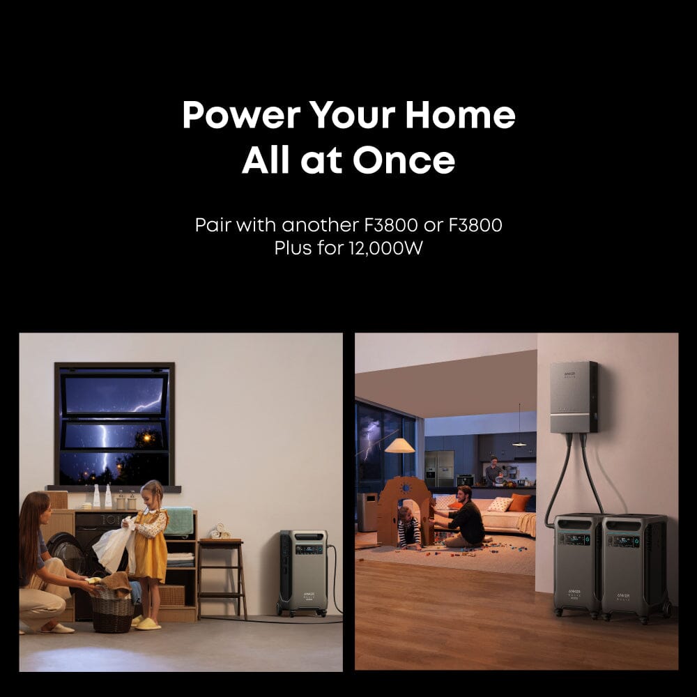 Anker F3800 [PLUS] Portable Power Station 7680Wh 6000W with 120V/240V Output & 6400W Solar Input - Dual Kit Bundle Options for Home Backup, RV Camping, Outdoor Adventures - 5 Year Warranty
