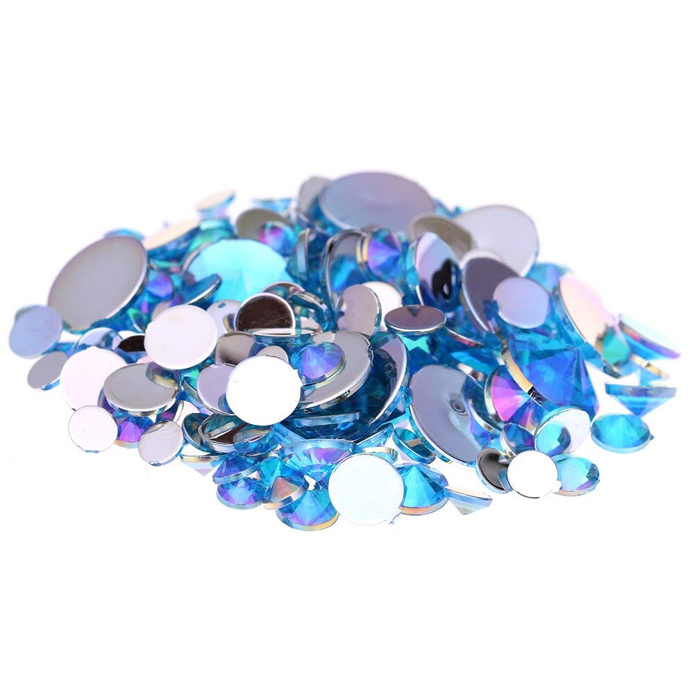 10000pcs 4mm Multi AB Color Acrylic Rhinestones Flatback - Pointed Round Rhinestone for DIY Nail Art, Clothing, Shoes, Handbags, Jewelry Making - Aquamarine AB (Type 06) - Perfect for Crafting, Fashion Accessories & Home Decor