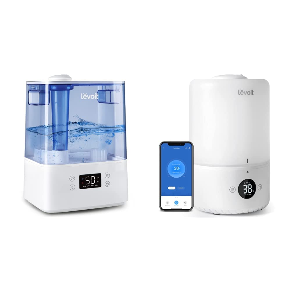 LEVOIT 6L Smart Top Fill Humidifier with Essential Oil Diffuser - Large Cool Mist Humidifier for Bedroom, Nursery & Office - Auto Humidity Sensor, Quiet Operation, White (Perfect for Dry Air Relief & Better Sleep)