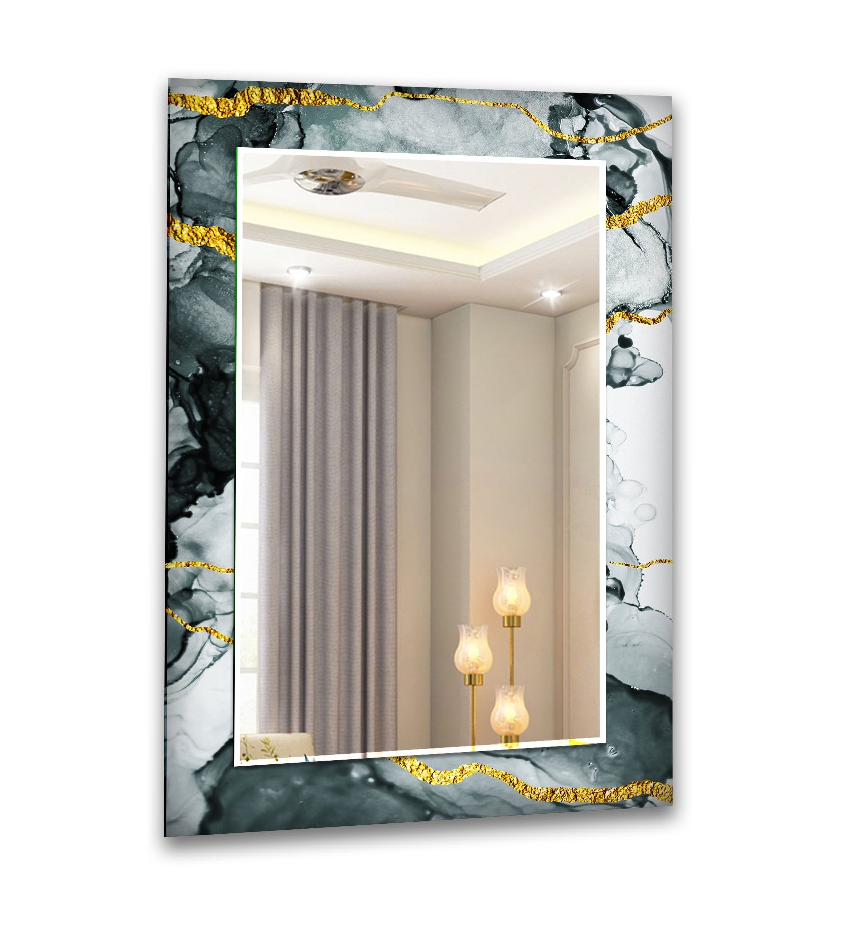 Elegant Black & Silver Golden Wall Mirror - Modern Home Decor for Living Room, Bedroom, or Entryway - Perfect for Enhancing Space & Style