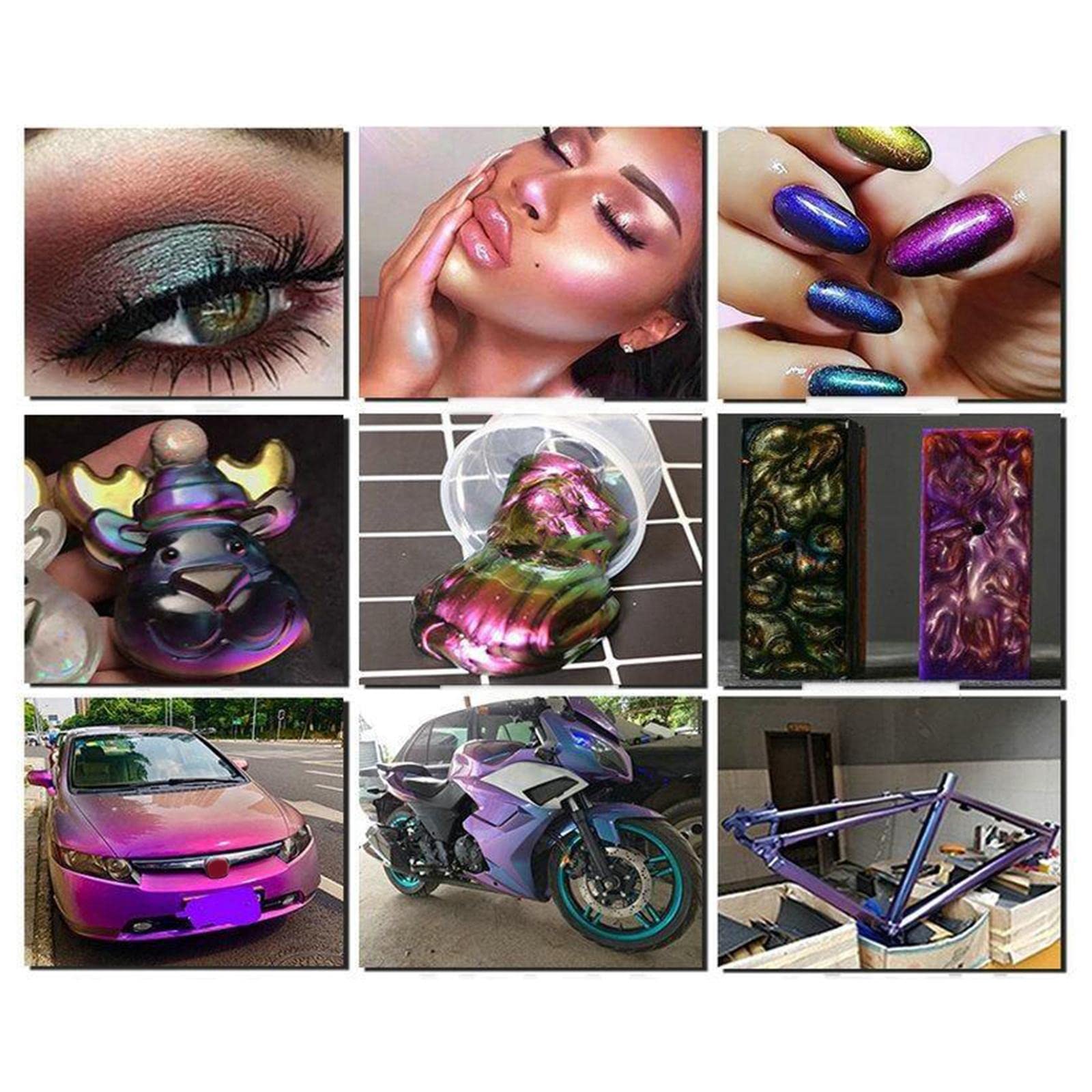 Ubersweet® Mica Powder - Vibrant Green Purple Blue Pigment for DIY Makeup, Soap Making, Bath Bombs, Nail Art & Candle Crafting - Perfect for Cosmetics, Handmade Soaps & Creative Projects