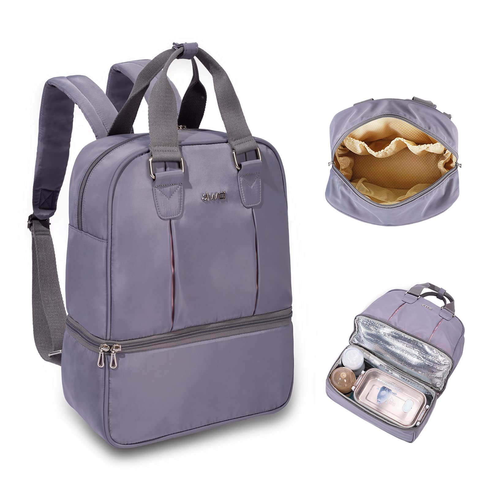 Waterproof Multifunctional Diaper Backpack with Insulated Lunch Bag - Large Capacity Baby Travel Backpack for Moms, Dads, Boys & Girls (Grey) | Perfect for Daycare, Family Outings & Travel Essentials