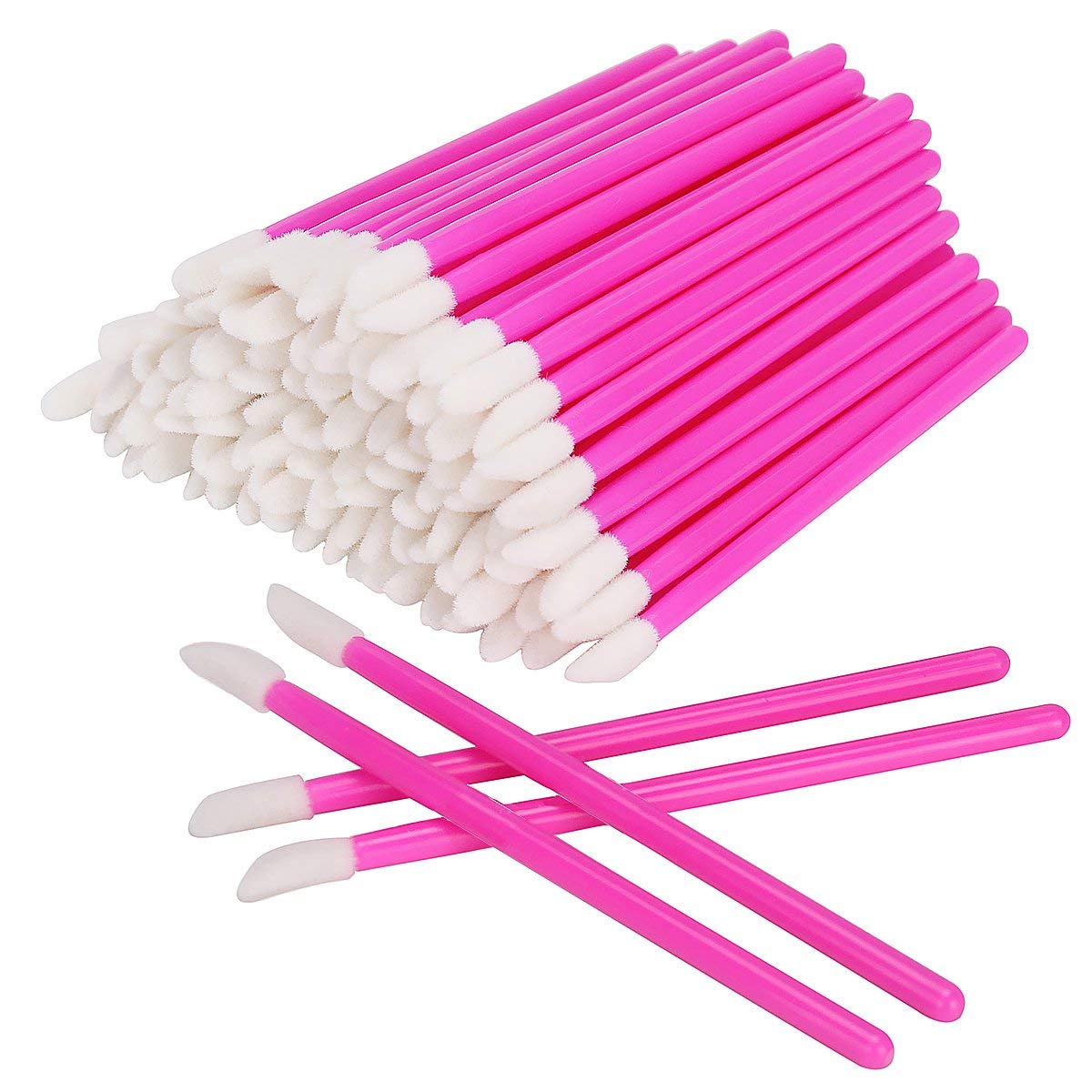 Disposable Lip Gloss Brush Applicator - 100 Pcs Pink & Red Lipstick Correcting Brushes for Precise Makeup Application | Perfect for Professional Makeup Artists, Home Use & Travel Touch-Ups