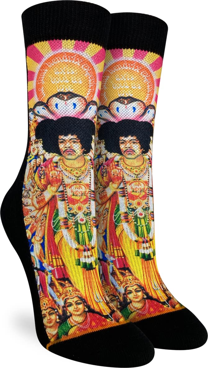 Good Luck Sock Women's Jimi Hendrix Socks for Adults - Funky Music Inspired Crew Socks for Concerts, Gifts & Everyday Wear