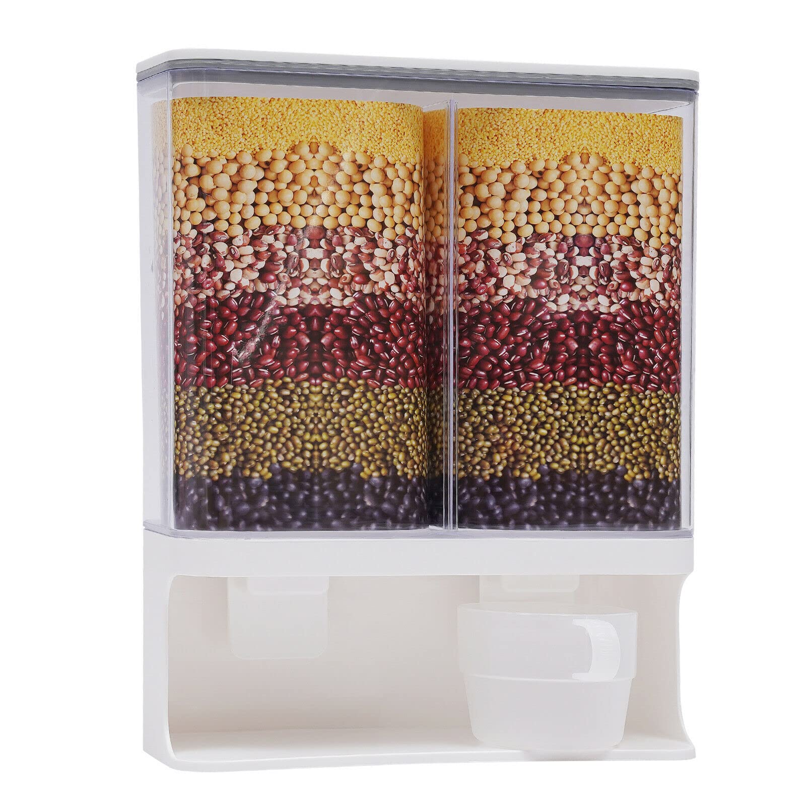 2 Grid 3L Airtight Dry Food Storage Containers - Rice, Cereal & Bulk Food Dispenser for Kitchen | Perfect for Pantry Organization & Countertop Storage