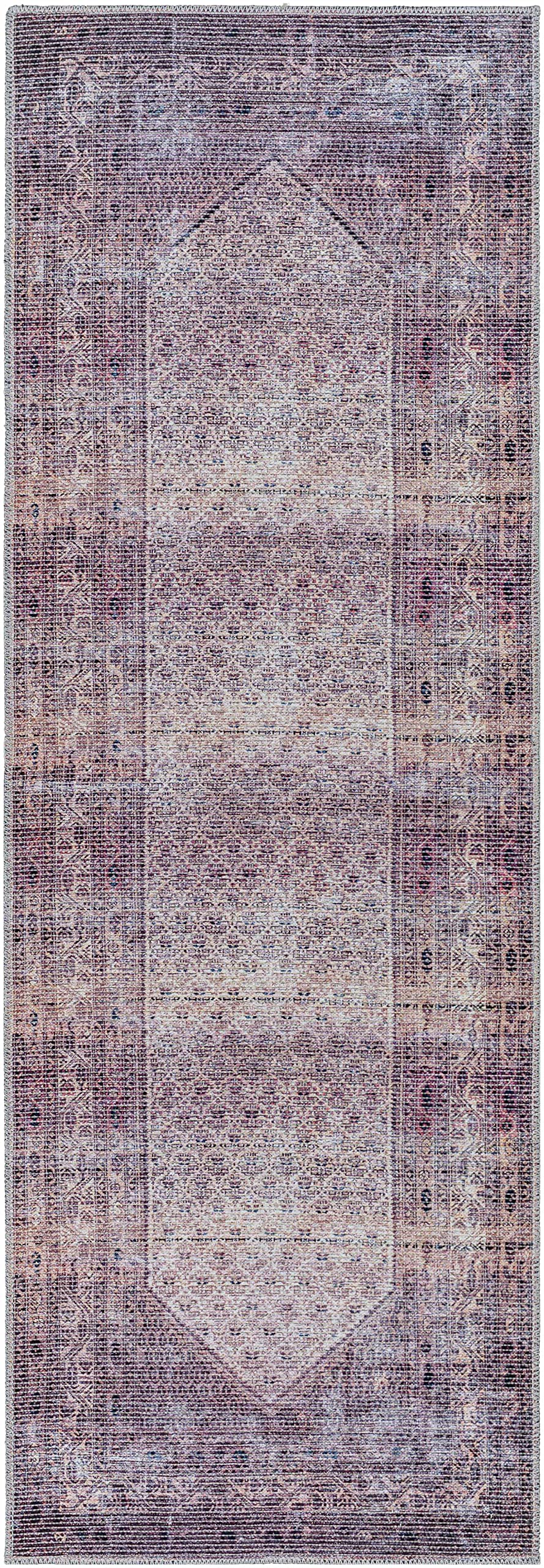 Hauteloom Bagacay Machine Washable Runner Rug - Traditional Design in Plum, Teal & Dusty Pink - 2'7