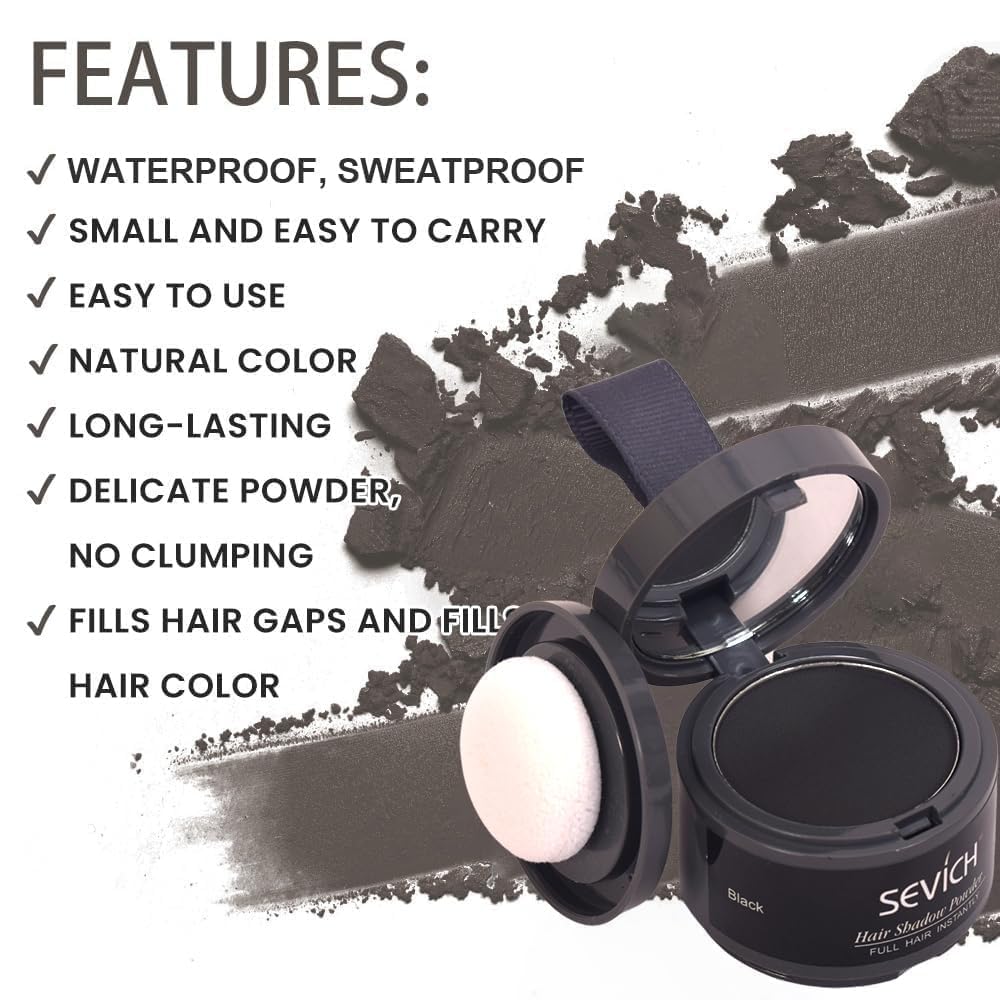 Natural Hairline Powder & Shading Sponge Pen - Quick Root Touch-Up, Eyebrow Stamp & Hairline Shadow Powder Stick (40G) - Perfect for Covering Gray Roots, Thinning Hair & Creating Fuller Hairlines at Home or On-The-Go