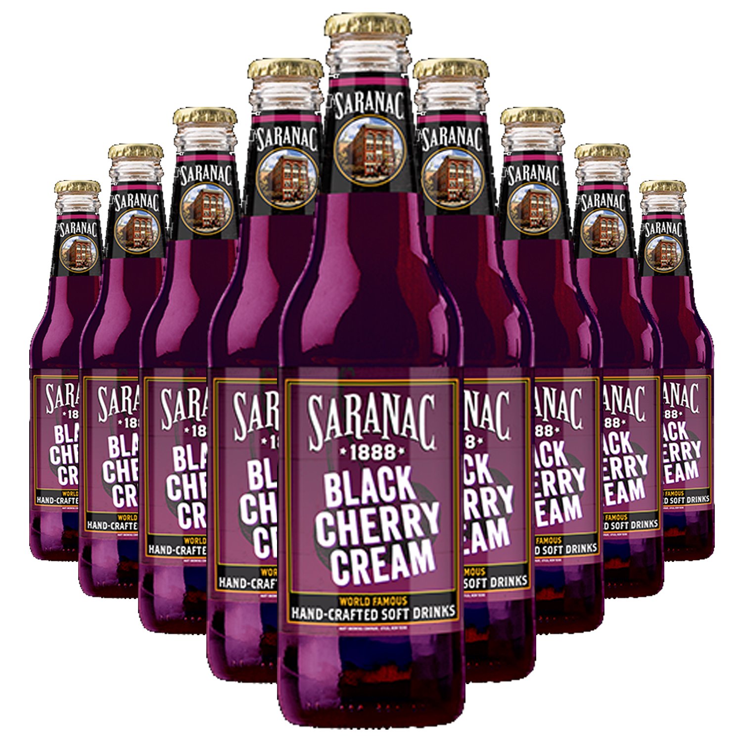 Saranac Black Cherry Cream Soda - Handcrafted Premium Soft Drink in 12oz Glass Bottles (24 Pack) | Perfect for BBQs, Parties & Family Gatherings | Refreshing Cherry Flavor Beverage