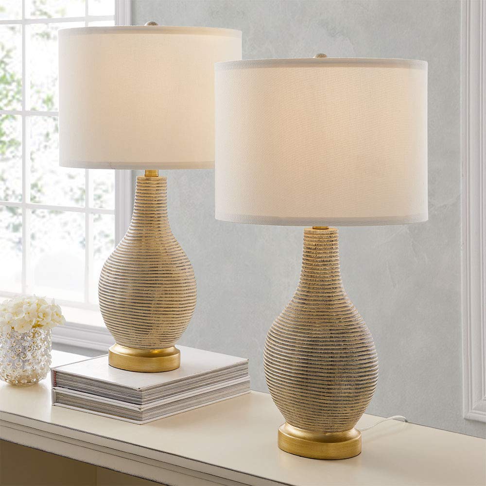 Set of 2 Modern LED Table Lamps for Bedroom & Living Room - 24.5