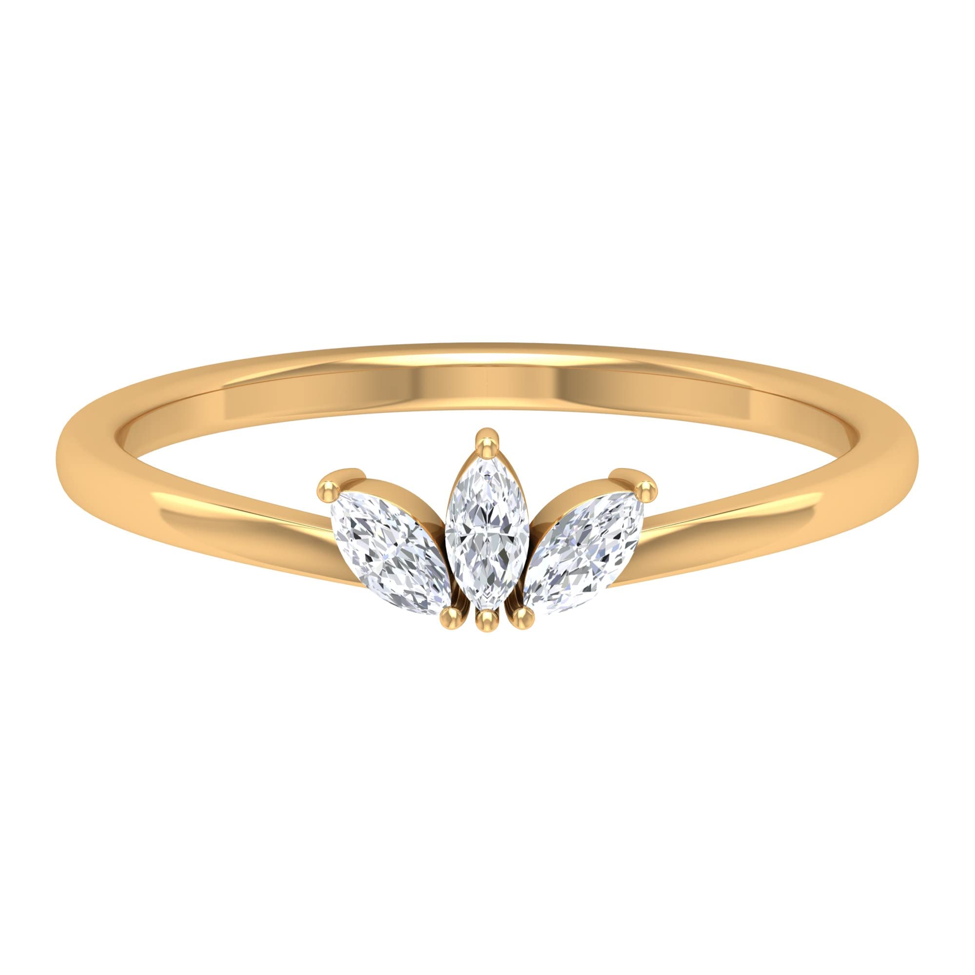 Marquise Cut Diamond Ring for Women | Three Stone Anniversary Ring | Nature Inspired 14K Solid Gold Ring with April Birthstone | Perfect for Weddings, Engagements & Special Occasions