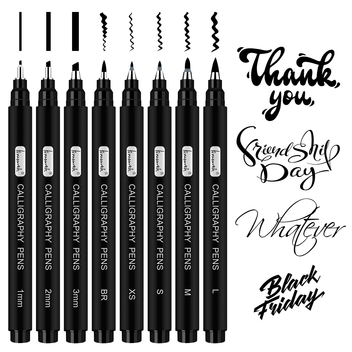 8-Size Calligraphy Pen Set for Beginners - Brush Lettering Pens for Handwriting, Art & DIY Projects - Perfect for Calligraphy, Journaling, Scrapbooking & Gift Wrapping