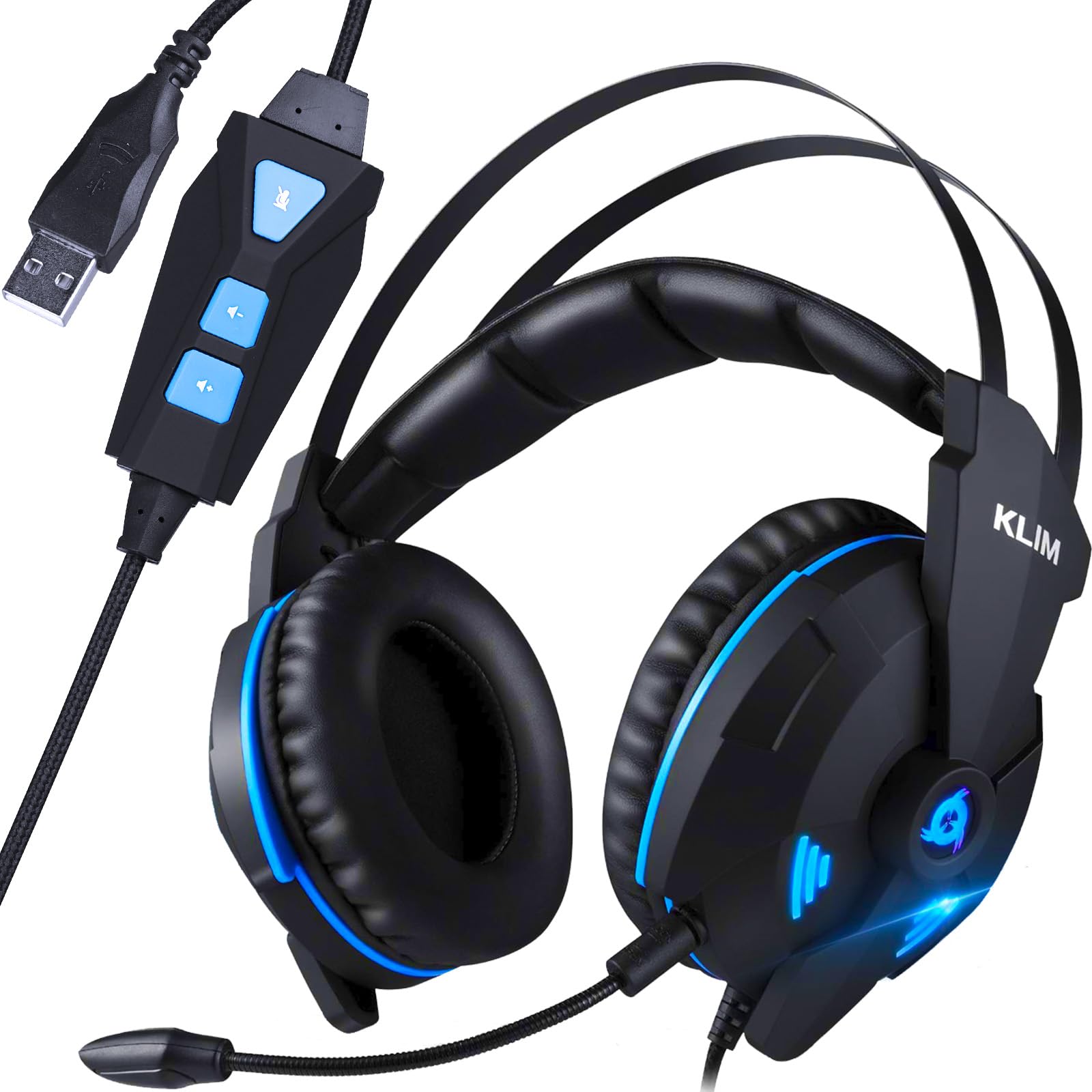 KLIM IMPACT USB Gaming Headset with 7.1 Surround Sound & Noise Isolation - High Definition Audio, Strong Bass & Built-in Mic for PC, PS4, PS5 - Perfect for Competitive Gaming, Streaming & Online Meetings [New Version]