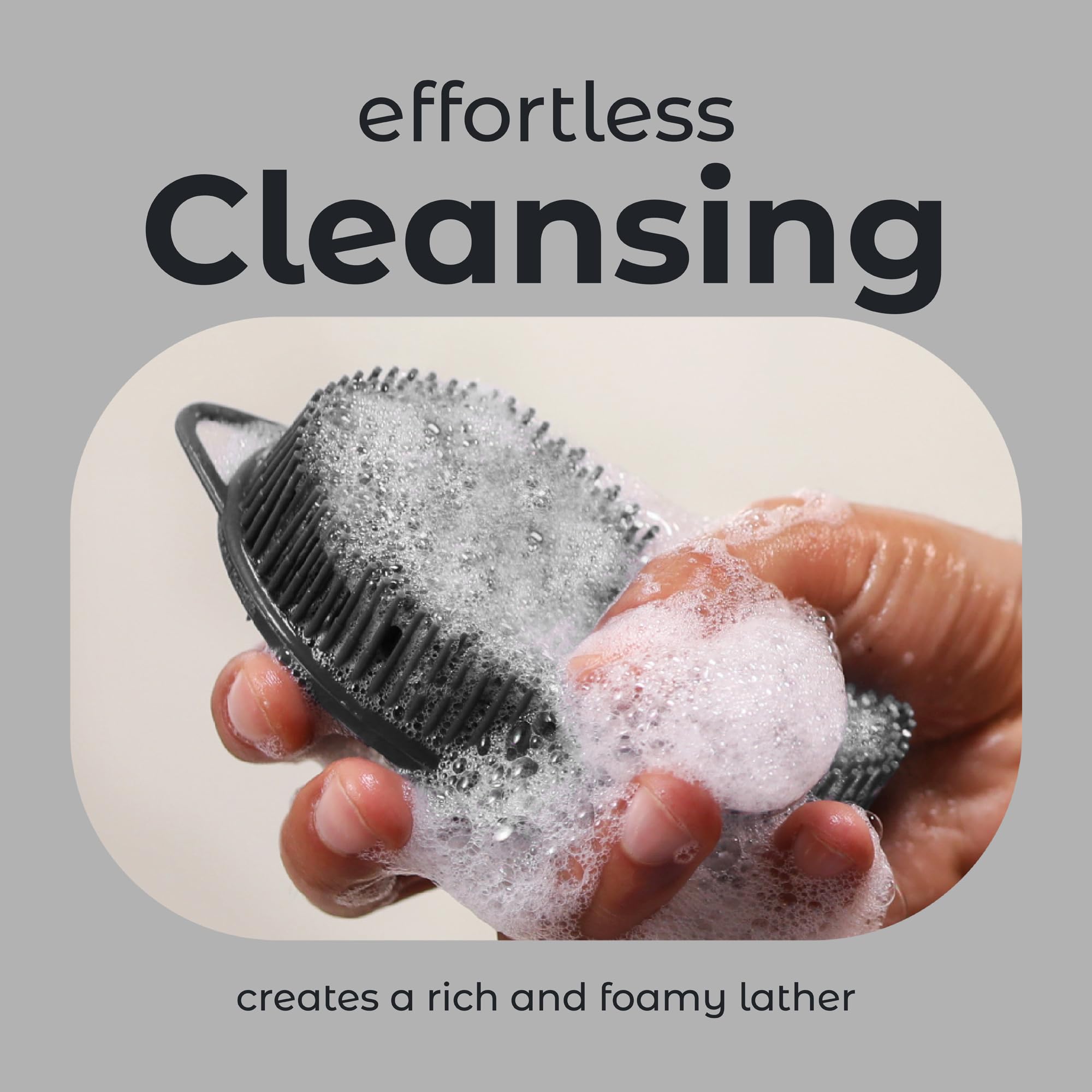MainBasics 2-in-1 Silicone Body Scrubber & Exfoliator - Gentle Shower Loofah for Smooth Skin - Black | Perfect for Daily Body Care & Exfoliation in Bath or Shower
