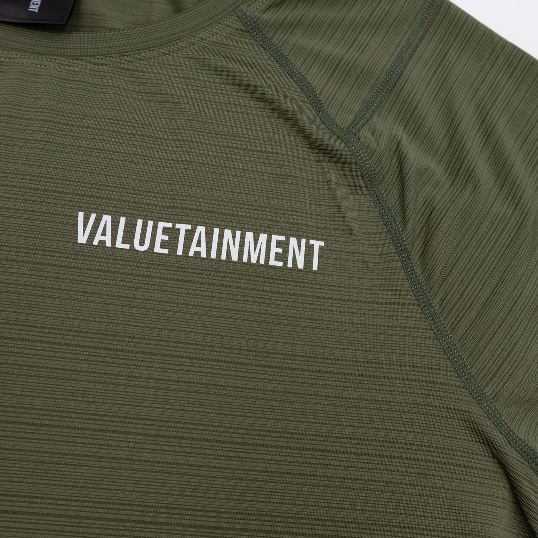 Valuetainment Army Green Performance Short Sleeve Shirt for Men - Moisture Wicking Activewear for Gym, Workout & Outdoor Adventures