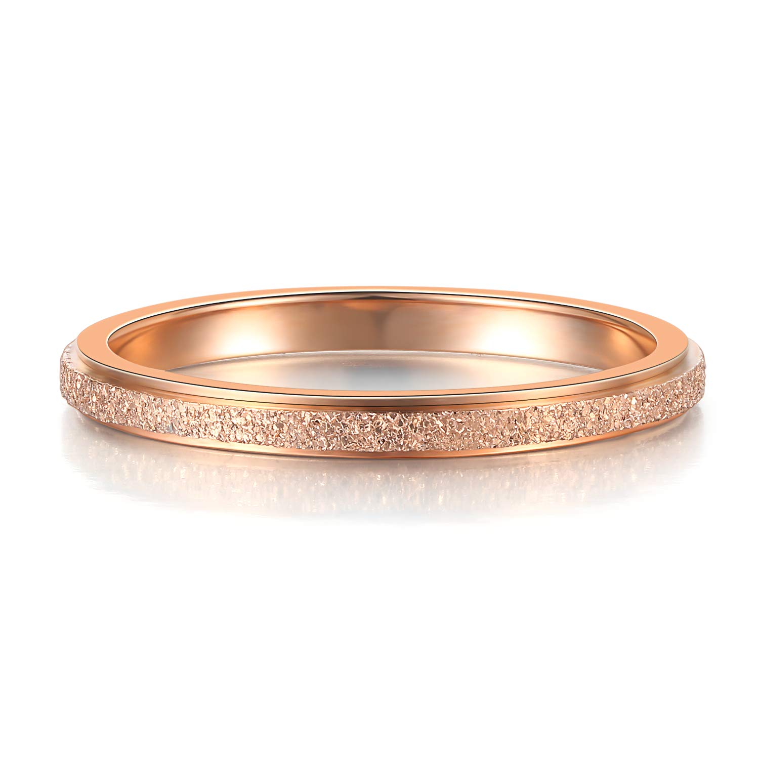 2MM Stainless Steel Stackable Midi Rings for Women - Rose Gold & Silver Thin Eternity Bands, Size 5-10, Perfect for Engagement, Wedding, Anniversary & Everyday Stacking Jewelry